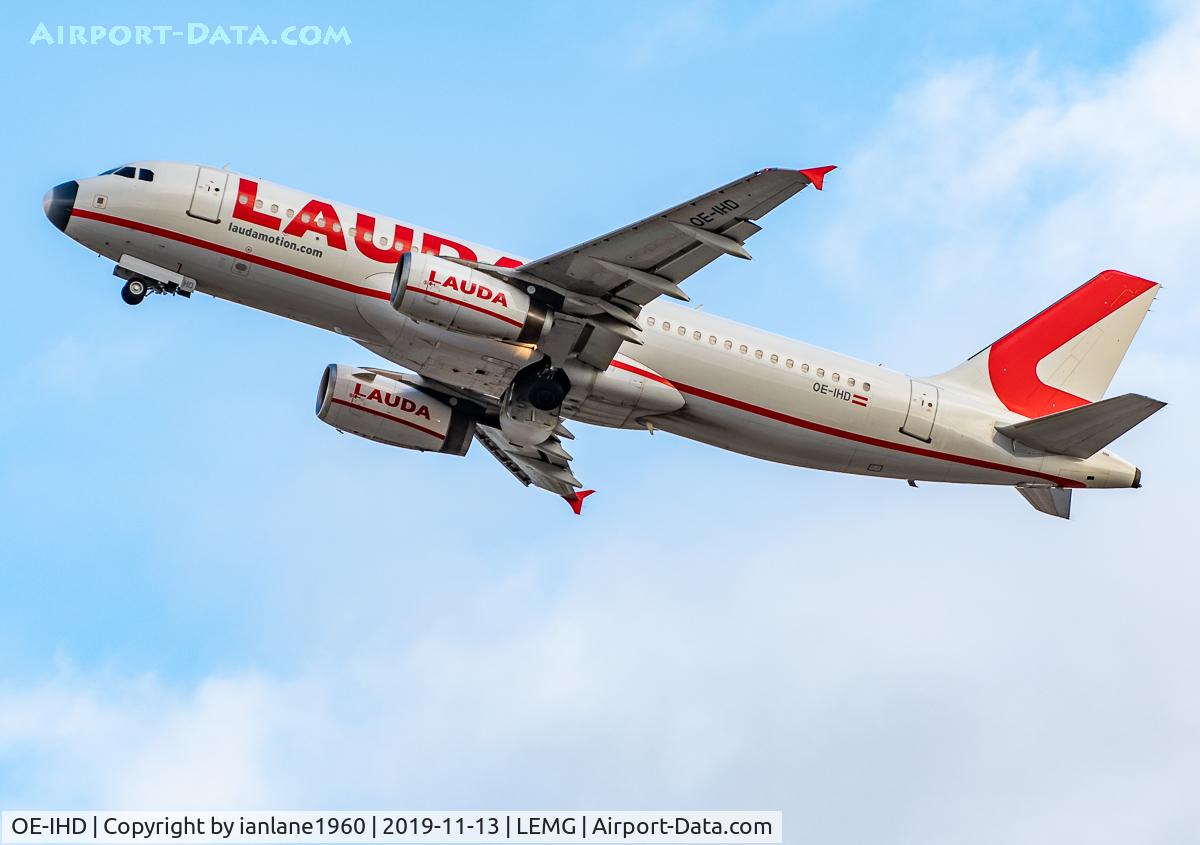 OE-IHD, 2007 Airbus A320-232 C/N 3270, Departing from Malaga Costa Del Sol runway 31