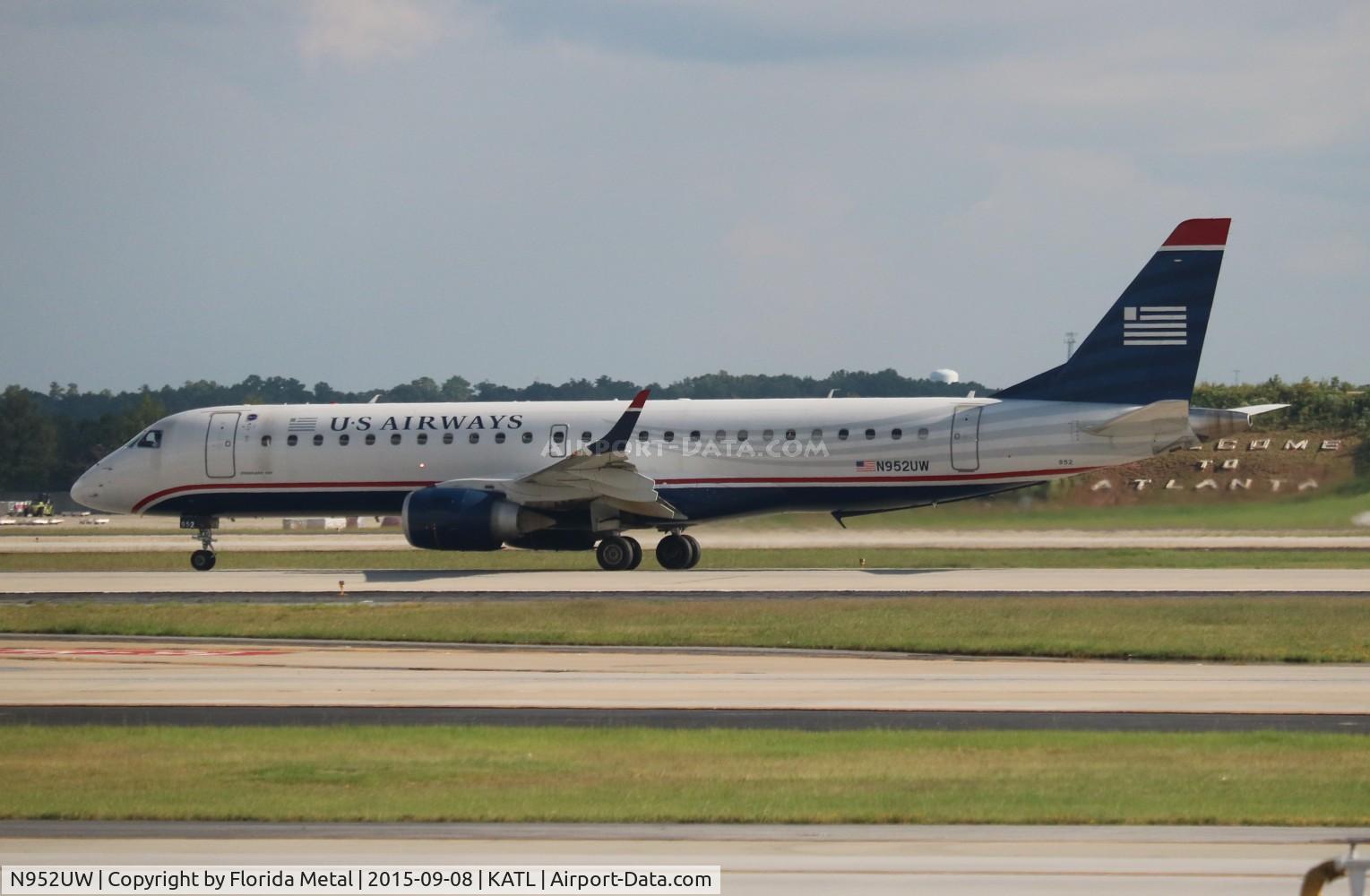 N952UW, 2007 Embraer ERJ-190-100 IGW 190AR C/N 19000119, USAirways
