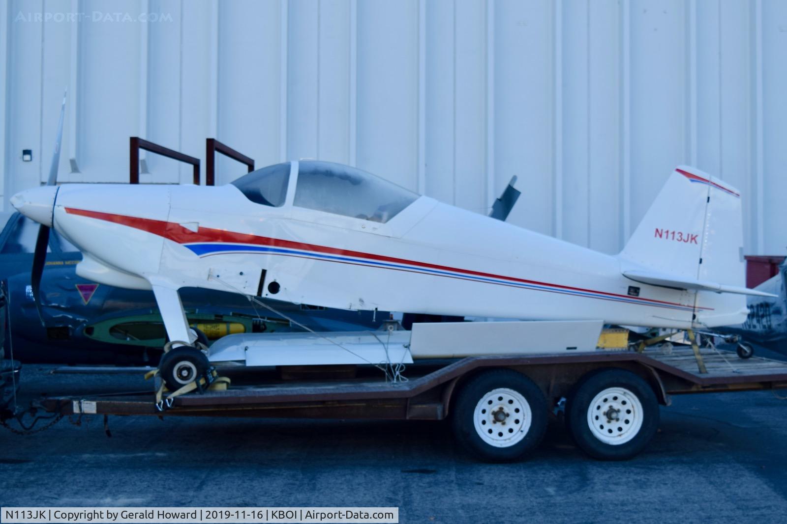 N113JK, Vans RV-6 C/N 21369, Parked on a trailer.