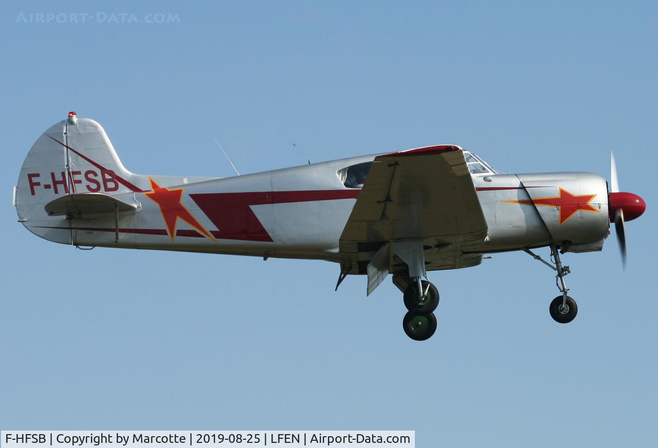 F-HFSB, Yakovlev Yak-18T C/N 8200916, Landing runway 22 at Sorigny airfield.