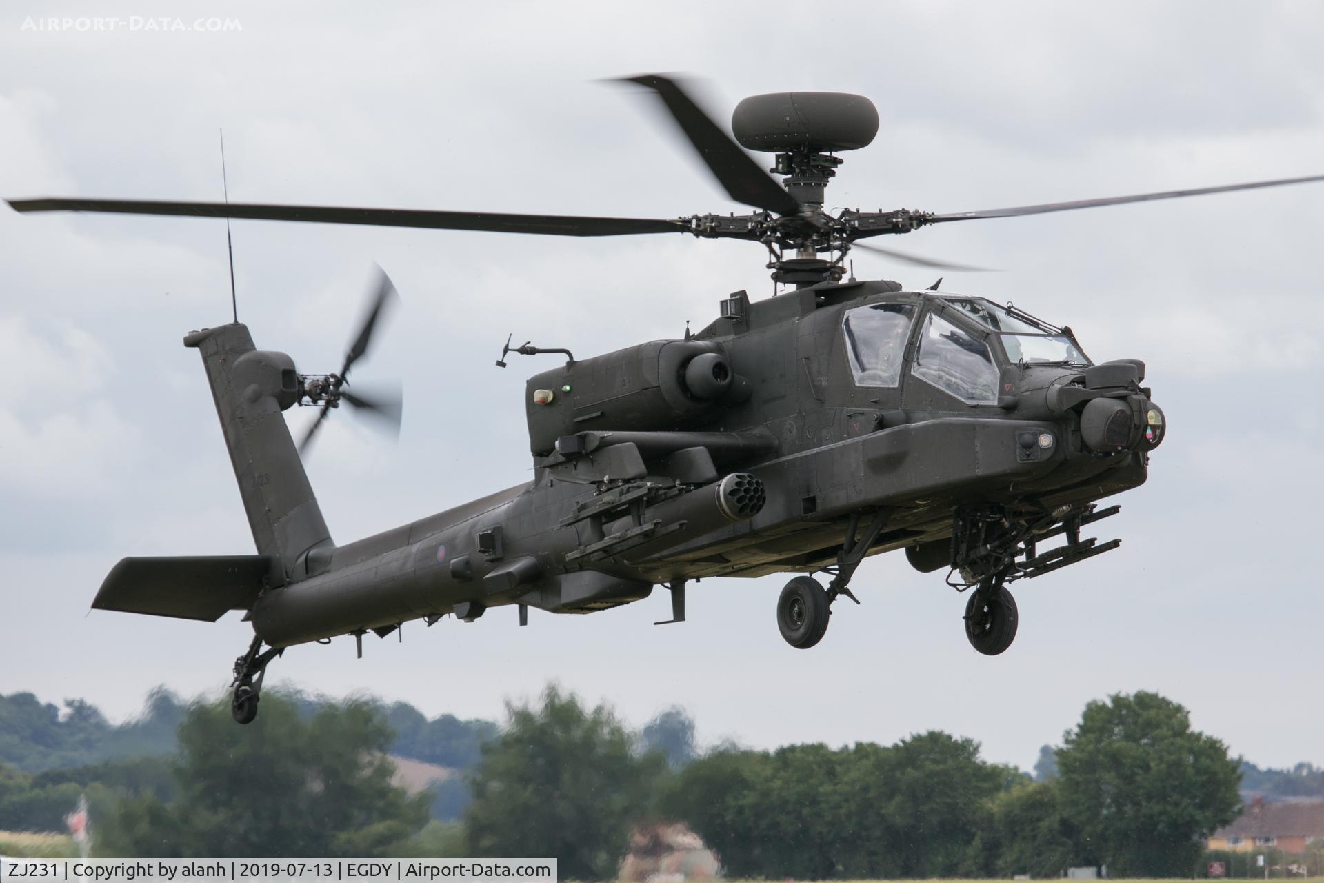 ZJ231, 2004 Westland Apache AH.1 C/N DU065/WAH065, Hovering after display at RNAS Yeovilton Air Day 2019