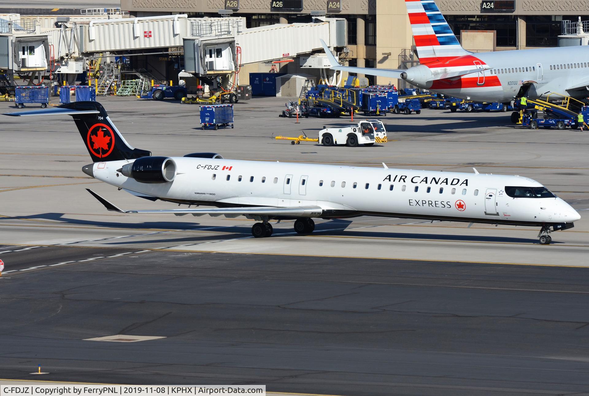 C-FDJZ, 2005 Canadair CRJ-705ER (CL-600-2D15) Regional Jet C/N 15041, Air Canada Express CL700 taxying for departure