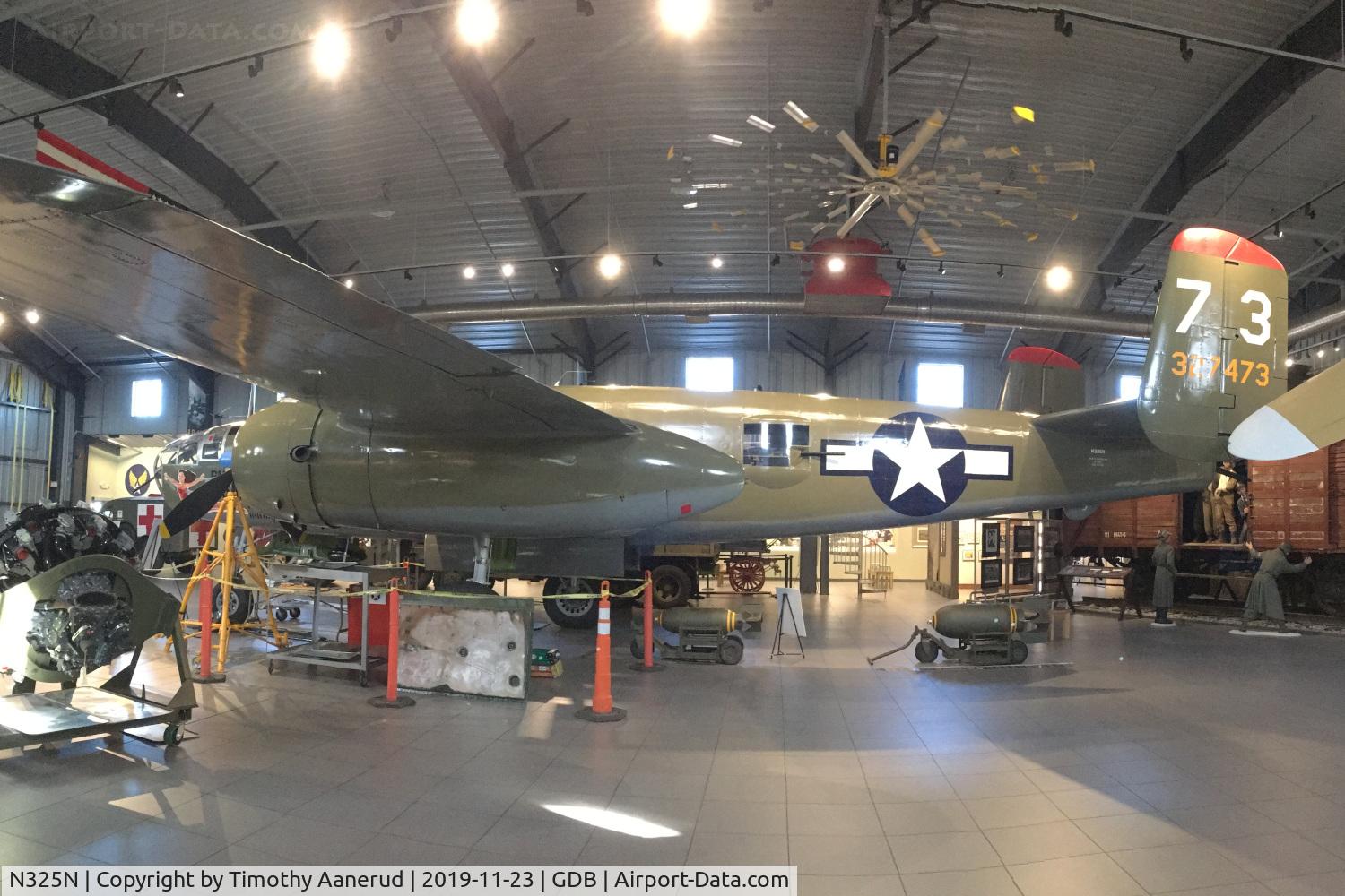 N325N, 1945 North American B-25J-30/32-NC Mitchell Mitchell C/N 108-47452, 1945 North American B-25J-30/32-NC Mitchell, c/n: 108-47452.  In the hangar at the musuem