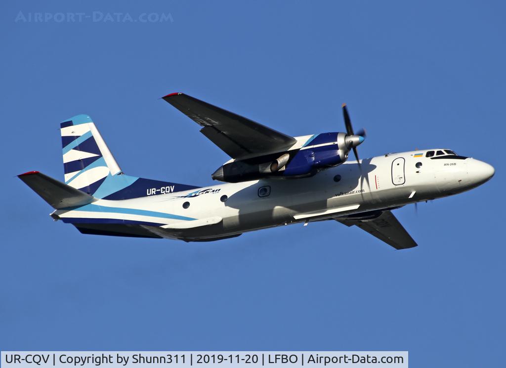 UR-CQV, 1983 Antonov An-26 C/N 37313306, Climbing after take off from rwy 14L