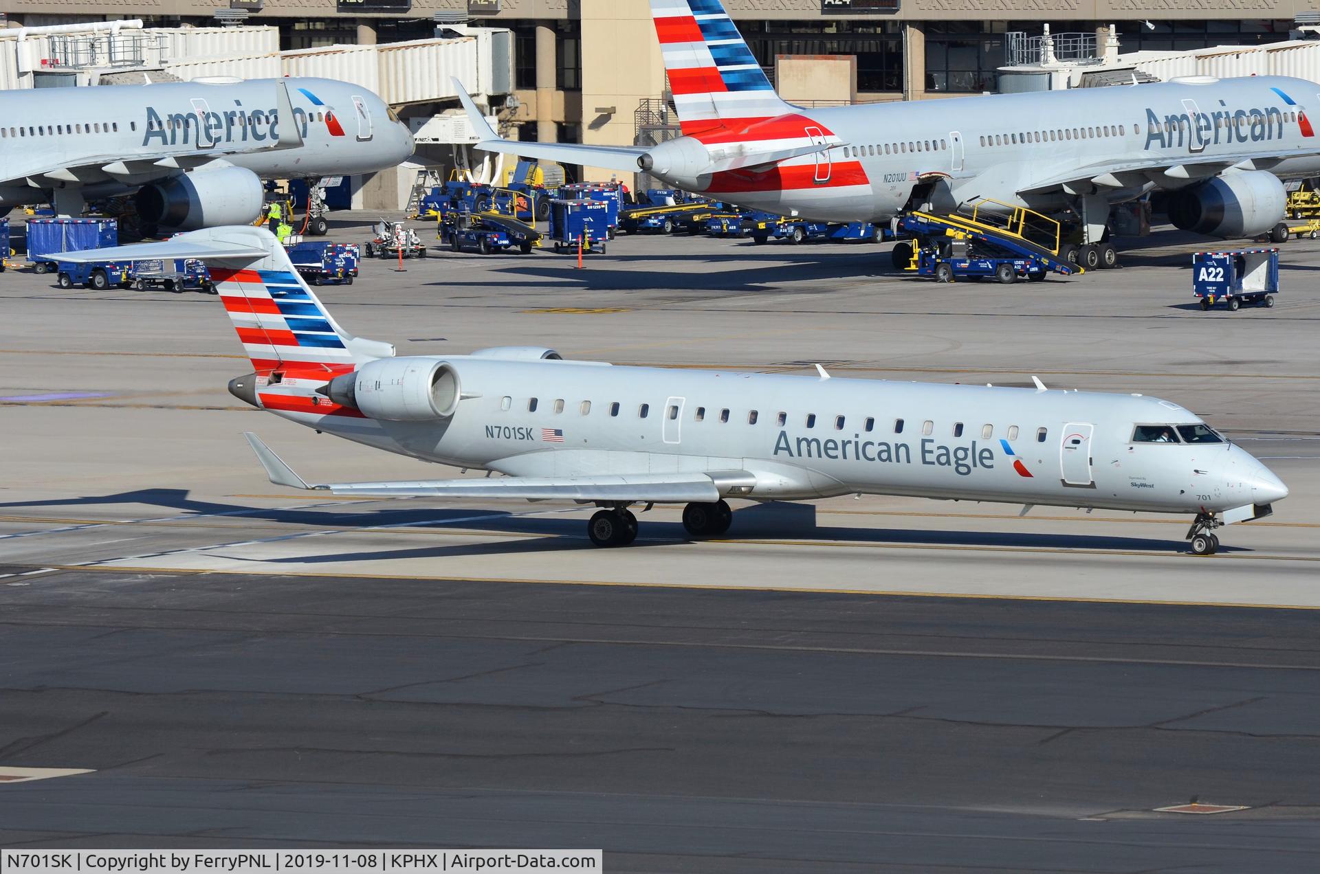 N701SK, 2004 Bombardier CRJ-700 (CL-600-2C10) Regional Jet C/N 10133, Skywest operating this CL700 on behalf of American Eagle