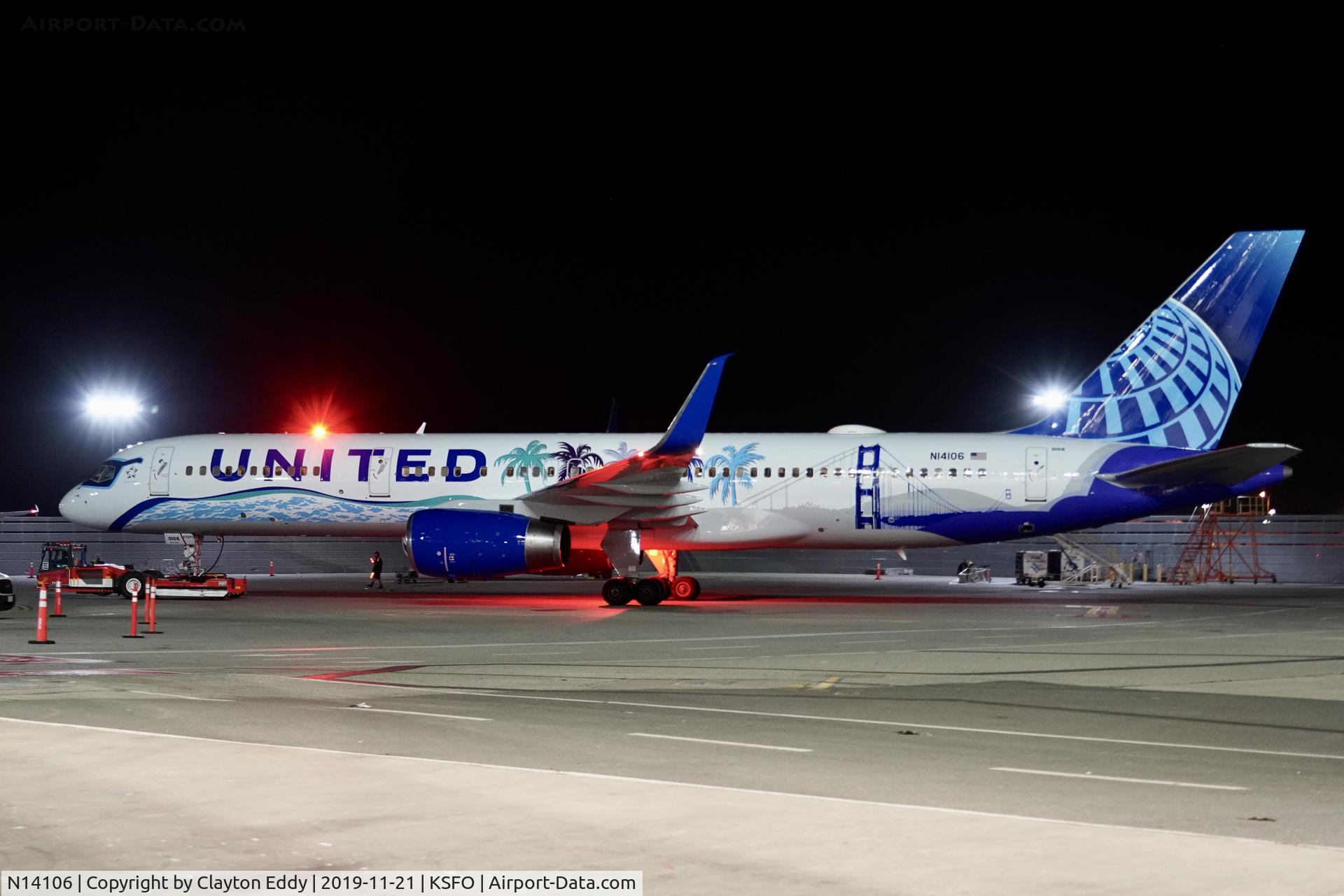 N14106, 1994 Boeing 757-224 C/N 27296, Her Art Here California SFO 2019.