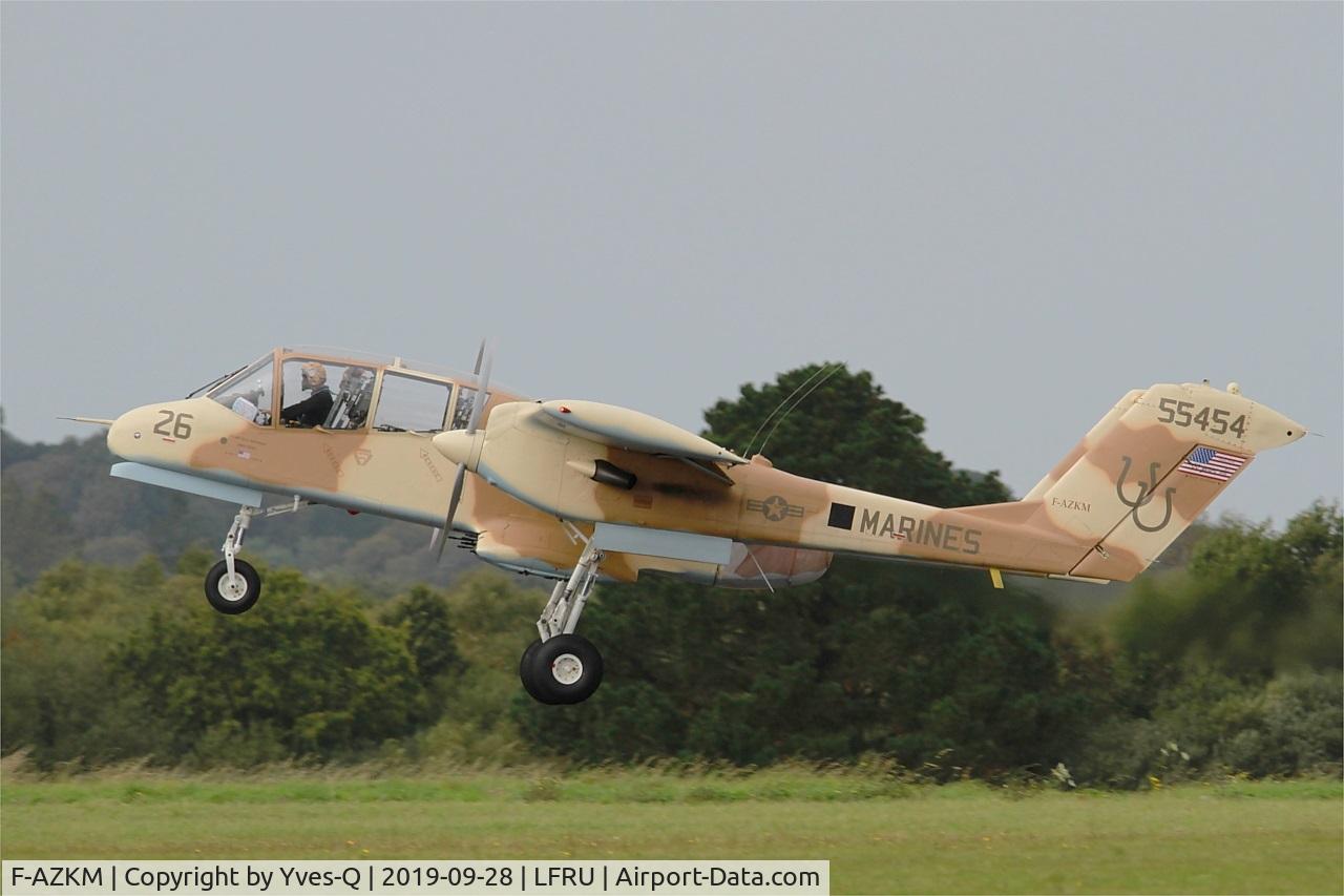 F-AZKM, 1971 North American OV-10B Bronco C/N 338-9 (305-65), North American OV-10B Bronco, Take off rwy 22, Morlaix-Ploujean airport (LFRU-MXN) air show 2019