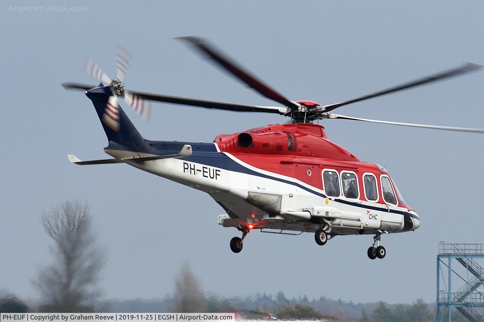 PH-EUF, 2012 AgustaWestland AW-139 C/N 31406, Departing from Norwich.