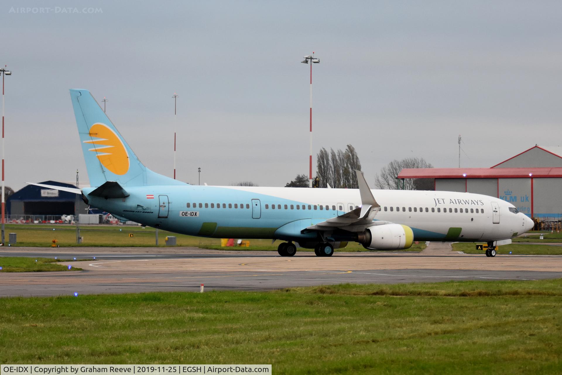 OE-IDX, 2008 Boeing 737-900/ER C/N 35225, Just landed at Norwich.