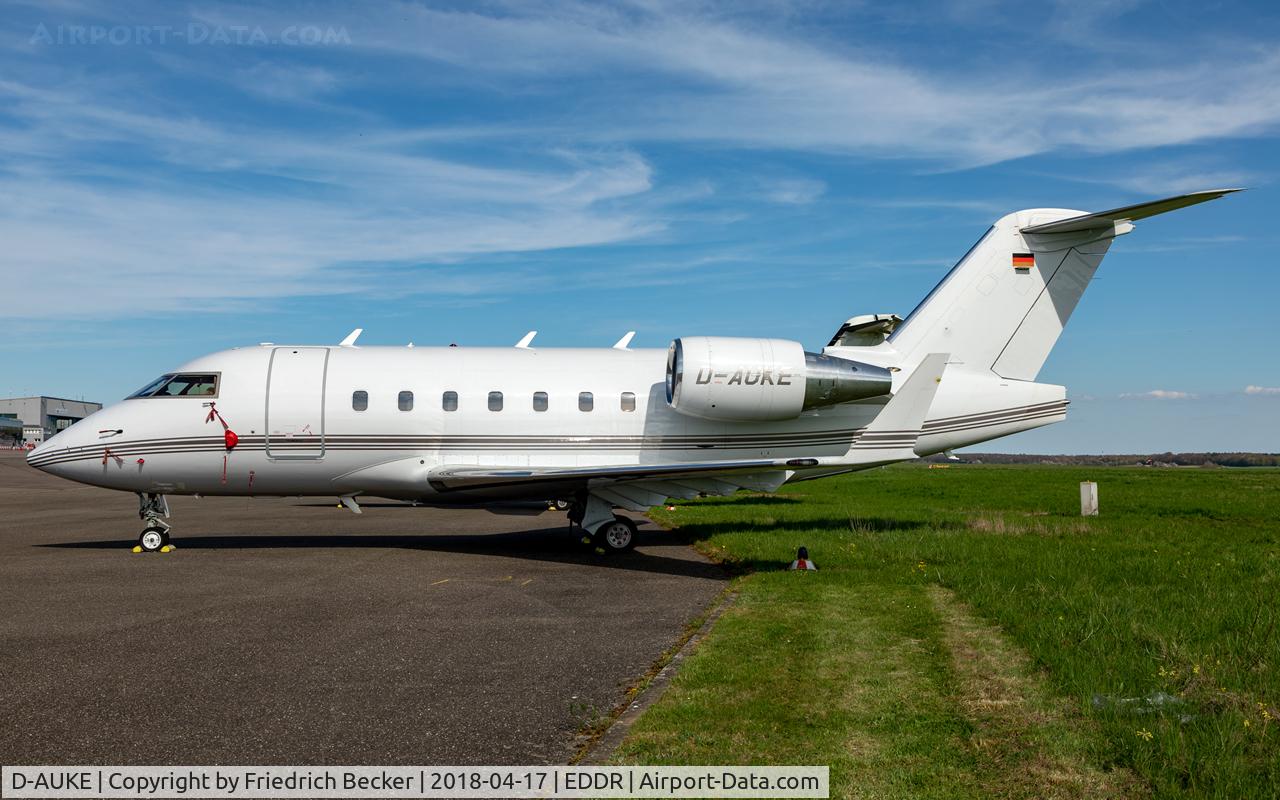 D-AUKE, 1998 Bombardier Challenger 604 (CL-600-2B16) C/N 5389, parked at the apron