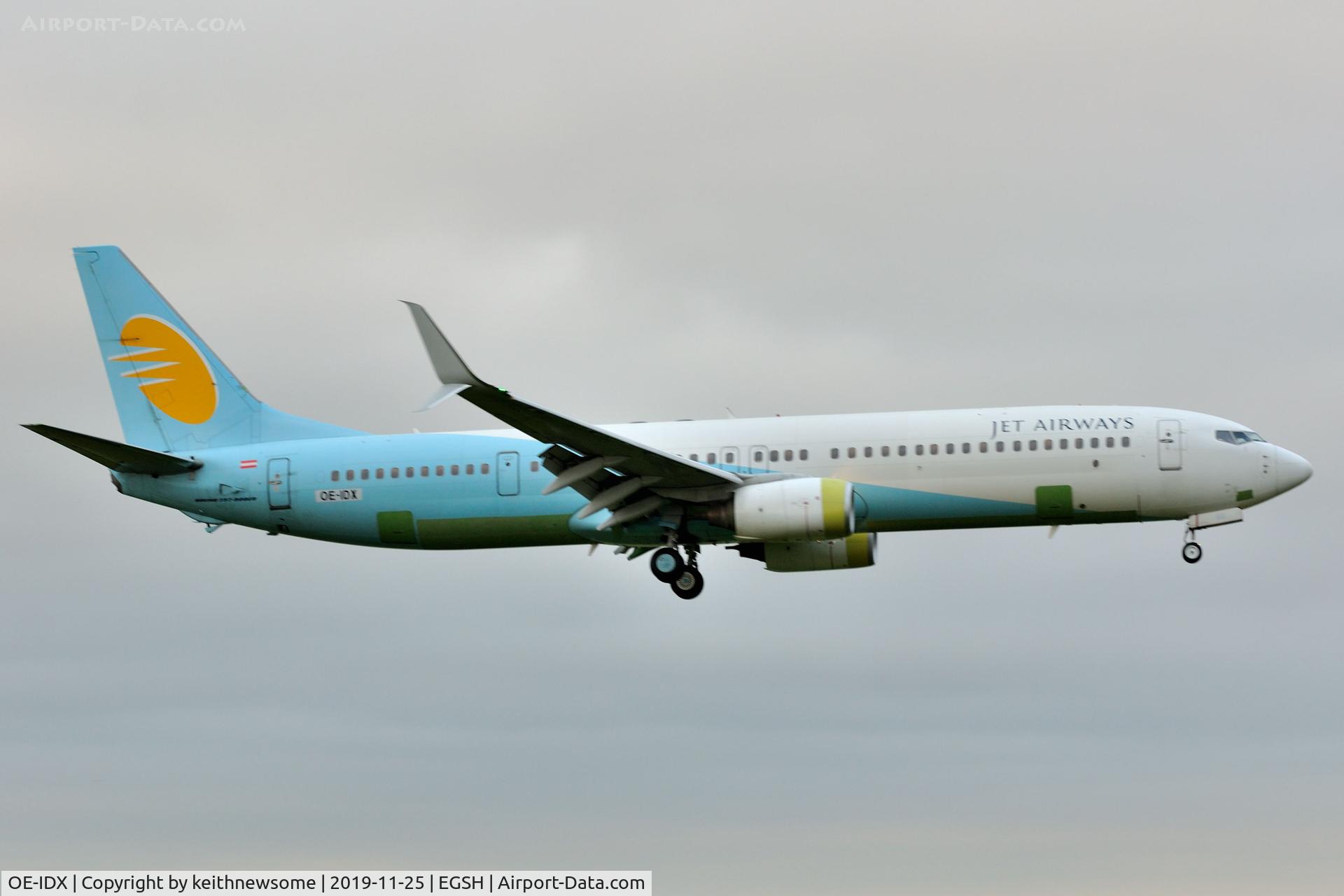 OE-IDX, 2008 Boeing 737-900/ER C/N 35225, Arriving at Norwich to become UR-SQJ with SkyUp Airlines.