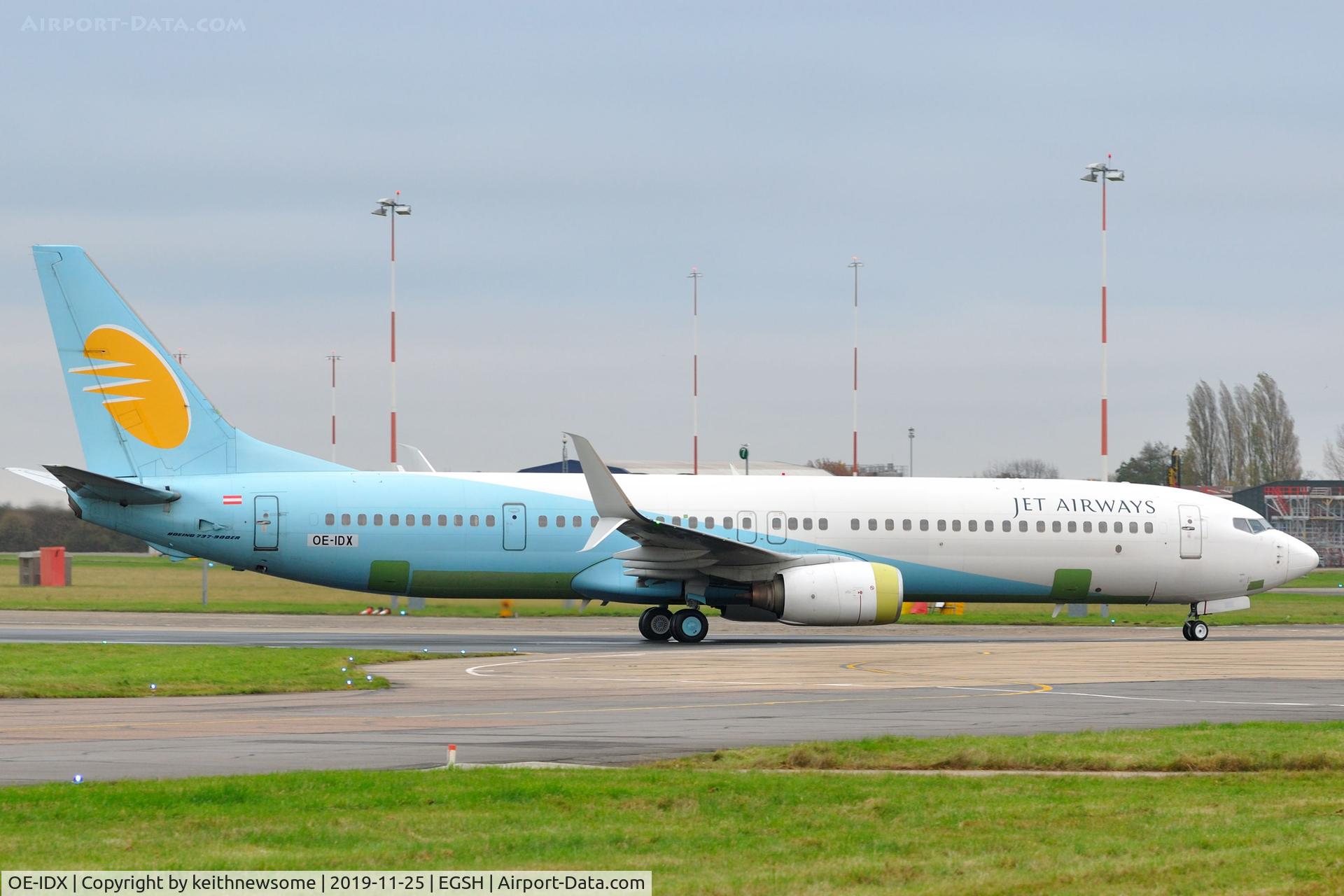 OE-IDX, 2008 Boeing 737-900/ER C/N 35225, Arriving at Norwich to become UR-SQJ with SkyUp Airlines.