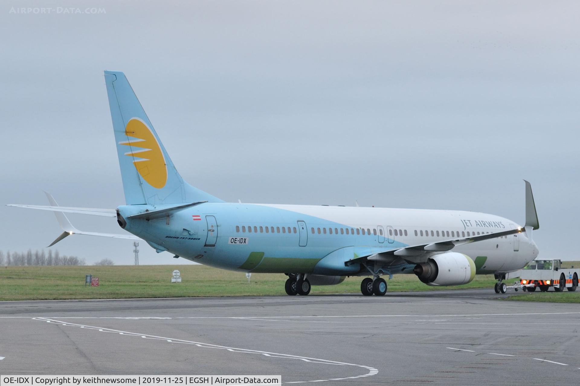 OE-IDX, 2008 Boeing 737-900/ER C/N 35225, Arriving at Norwich to become UR-SQJ with SkyUp Airlines.