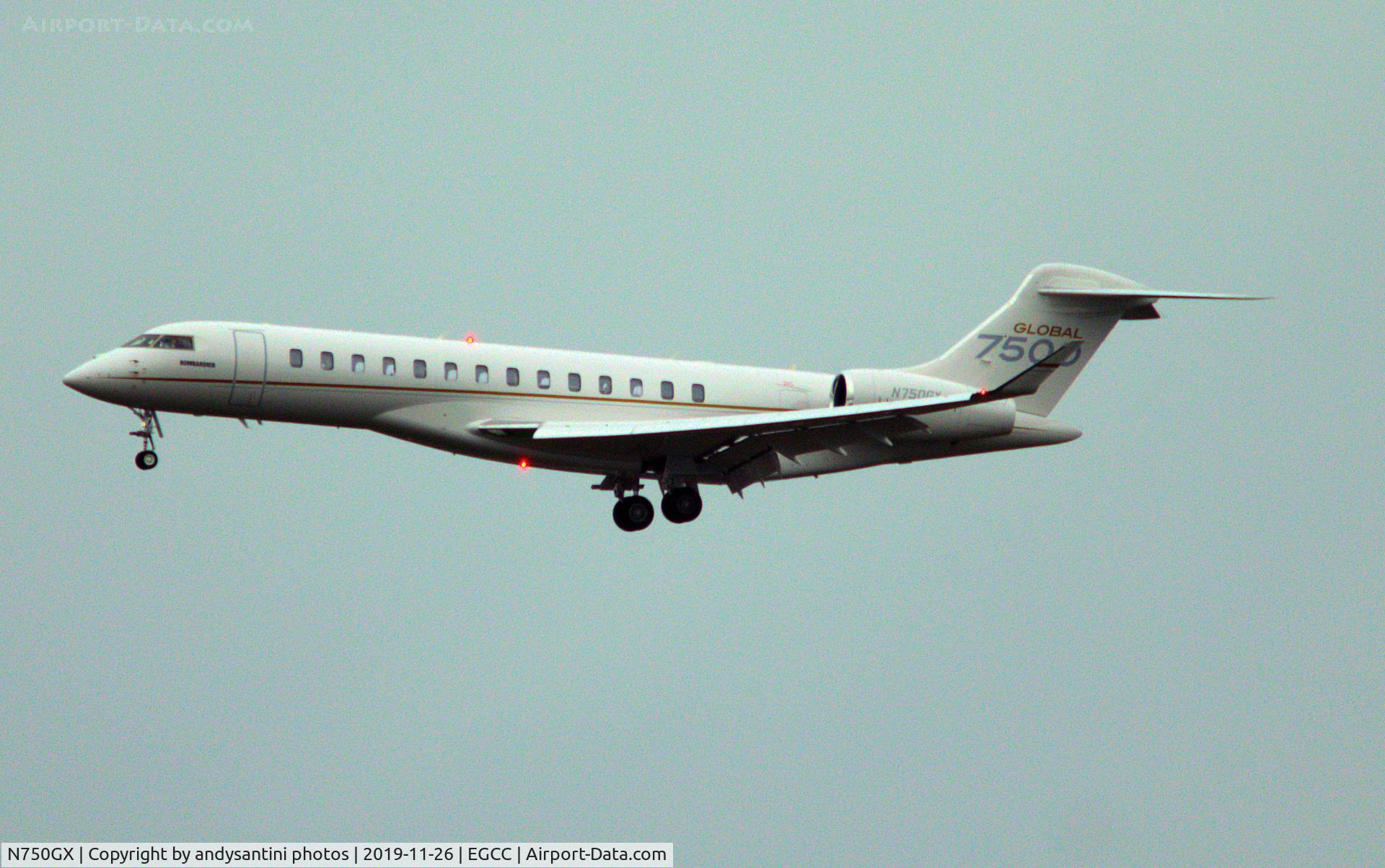 N750GX, 2017 Bombardier BD-700-2A12 Global 7500 C/N 70006, makeing its 1st vist to man egcc uk arr from EGGW.