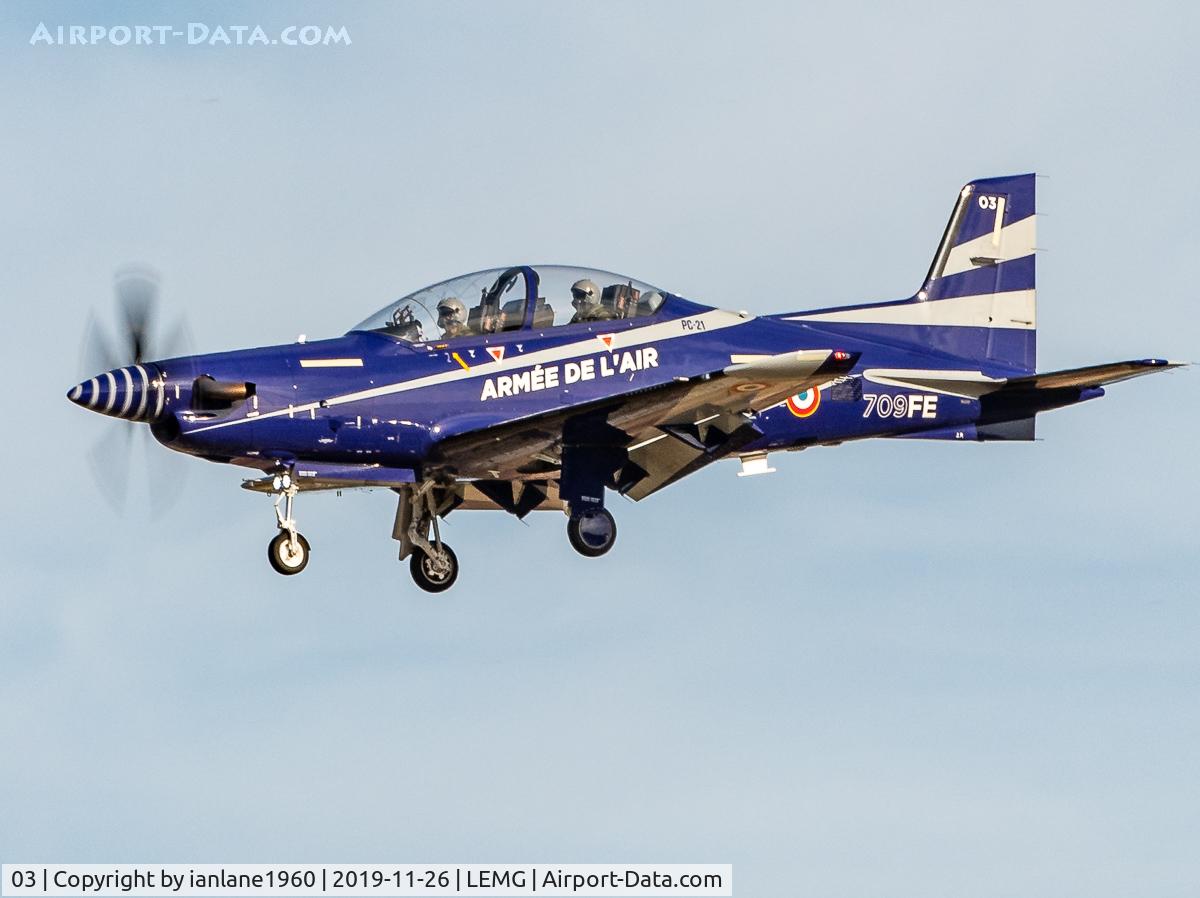 03, 2017 Pilatus PC-21 C/N 295, 709FE Arriving at Malaga Costa Del Sol