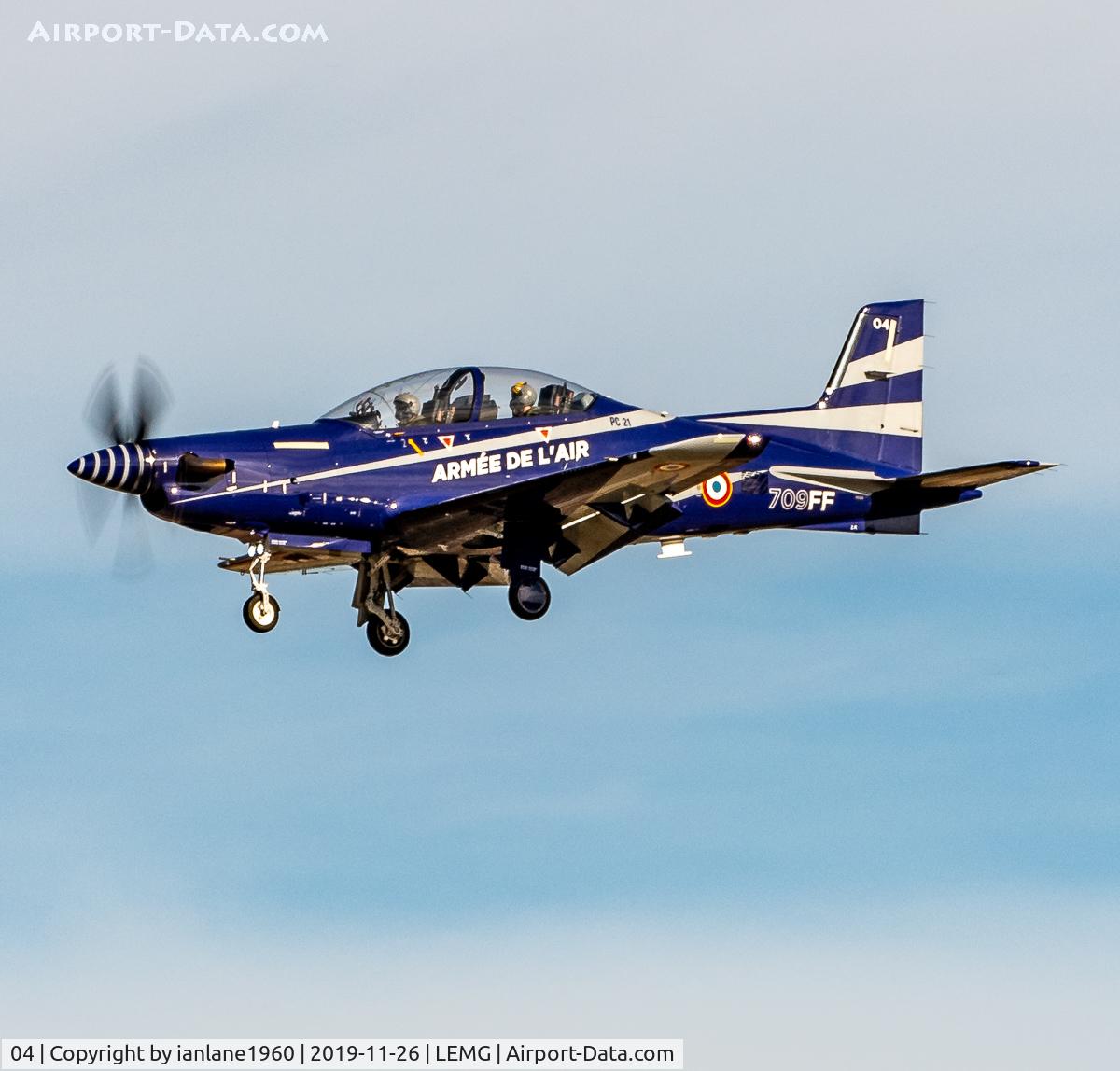 04, 2018 Pilatus PC-21 C/N 296, 709FF Arriving at Malaga Costa Del Sol