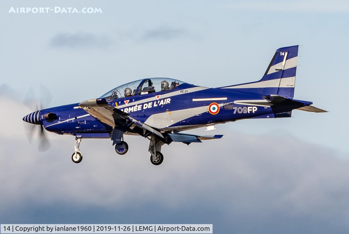14, 2018 Pilatus PC-21 C/N 306, 709FP Arriving at Malaga Costa Del Sol