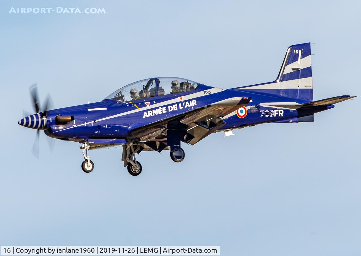 16, 2018 Pilatus PC-21 C/N 308, 709FR Arriving at Malaga Costa Del Sol