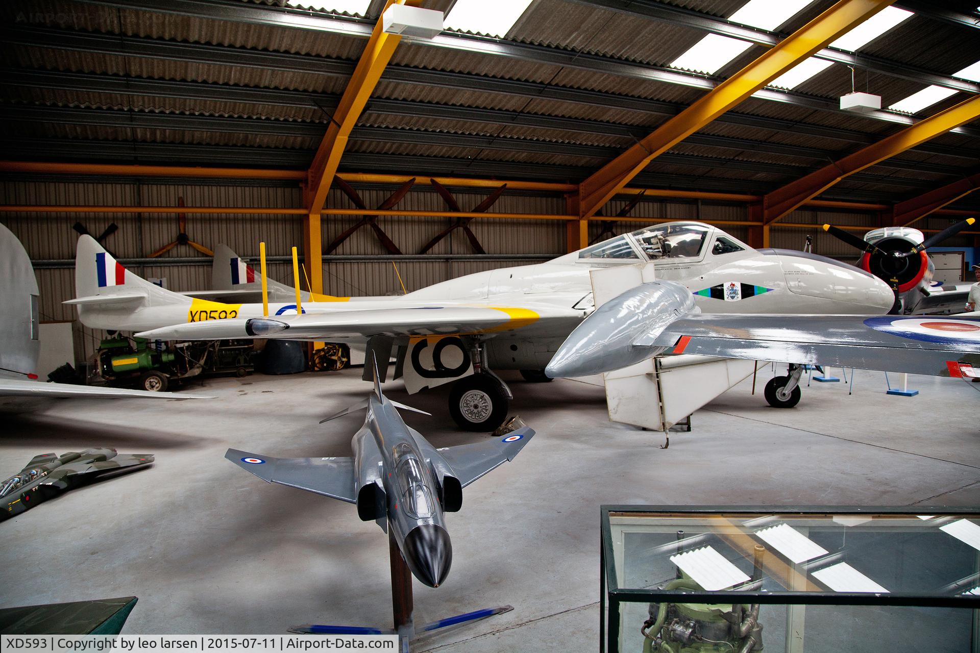 XD593, De Havilland DH-115 Vampire T.11 C/N 15538, Newark Air Museum 11.7.2015