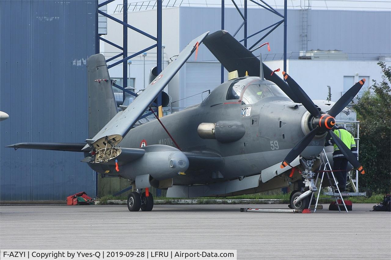 F-AZYI, 1959 Breguet Br.1050 Alize C/N 59, Breguet Br.1050 Alize, in daily maintenance, Morlaix-Ploujean airport (LFRU-MXN) Air show 2019