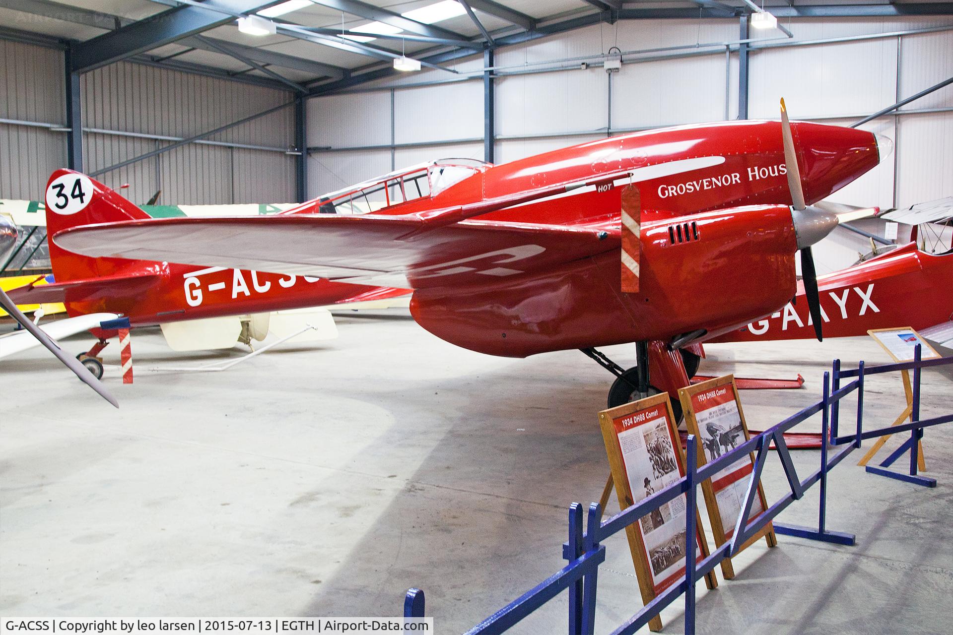 G-ACSS, 1934 De Havilland DH-88 Comet C/N 1996, Shuttleworth Collection 13.7.2015