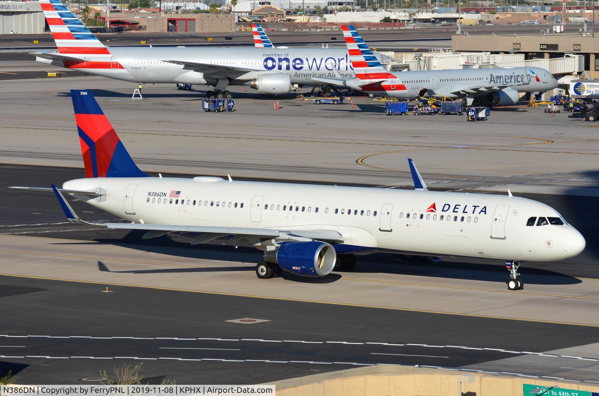 N386DN, 2019 Airbus A321-211 C/N 8947, Brand new Delta A321 classic arriving in PHX, delivered last month.
