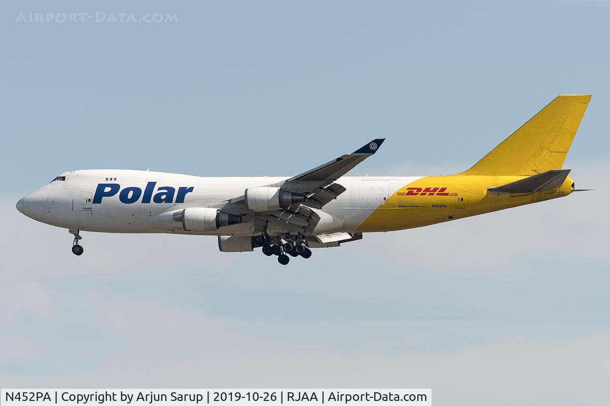 N452PA, 2000 Boeing 747-46NF C/N 30810, Morning arrival at Narita as PO213 from Cincinnati.