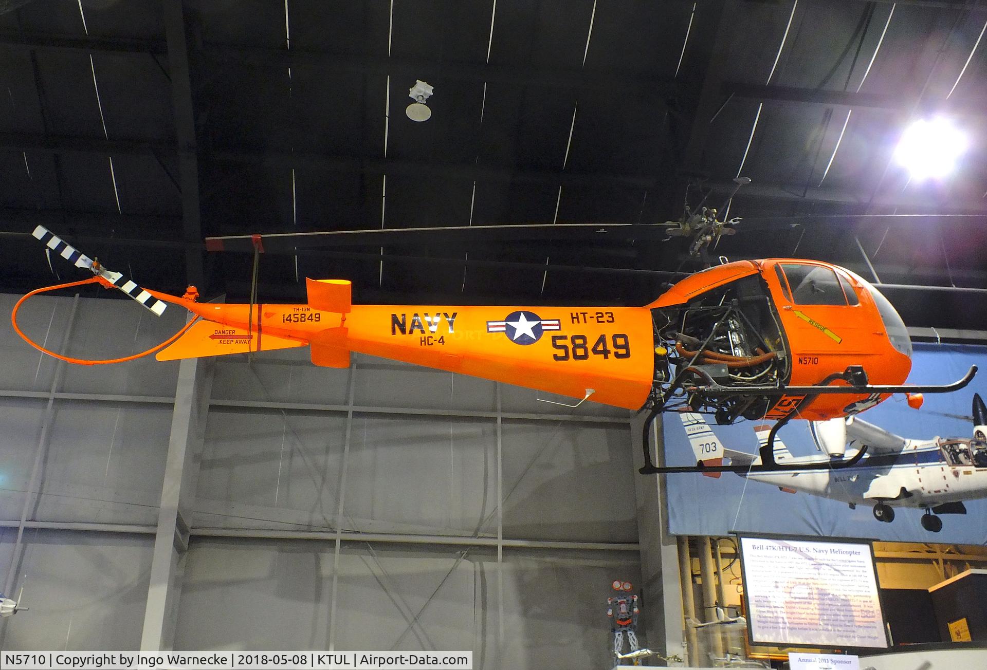N5710, 1958 Bell 47K C/N 2216, Bell 47K Ranger (HTL-7) at the Tulsa Air and Space Museum, Tulsa OK