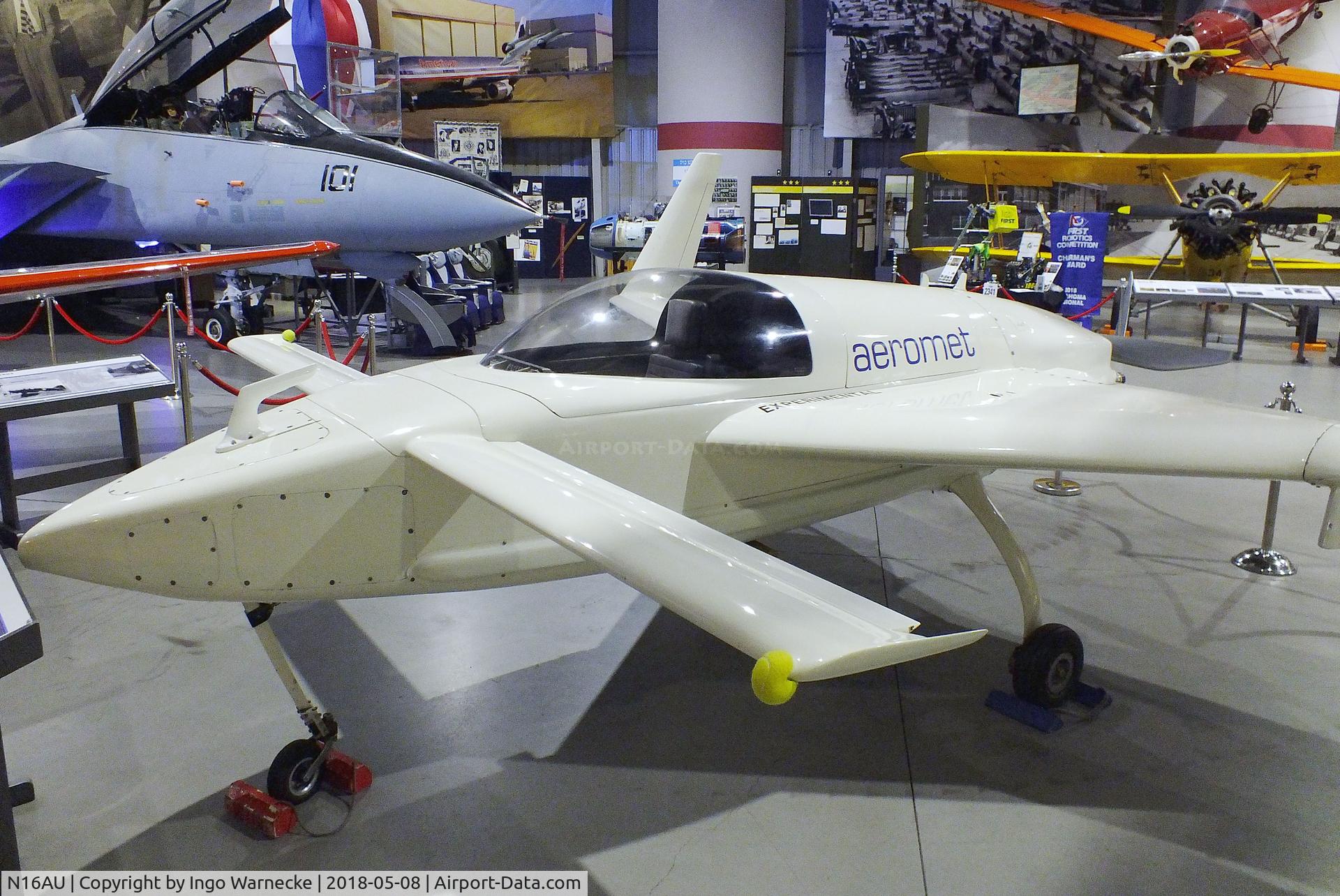 N16AU, 1990 Aeromet Inc AURA C/N 002, Aeromet AURA Autonomous Unmanned Reconnaissance Aircraft, converted from a Cozy IV, at the Tulsa Air and Space Museum, Tulsa OK