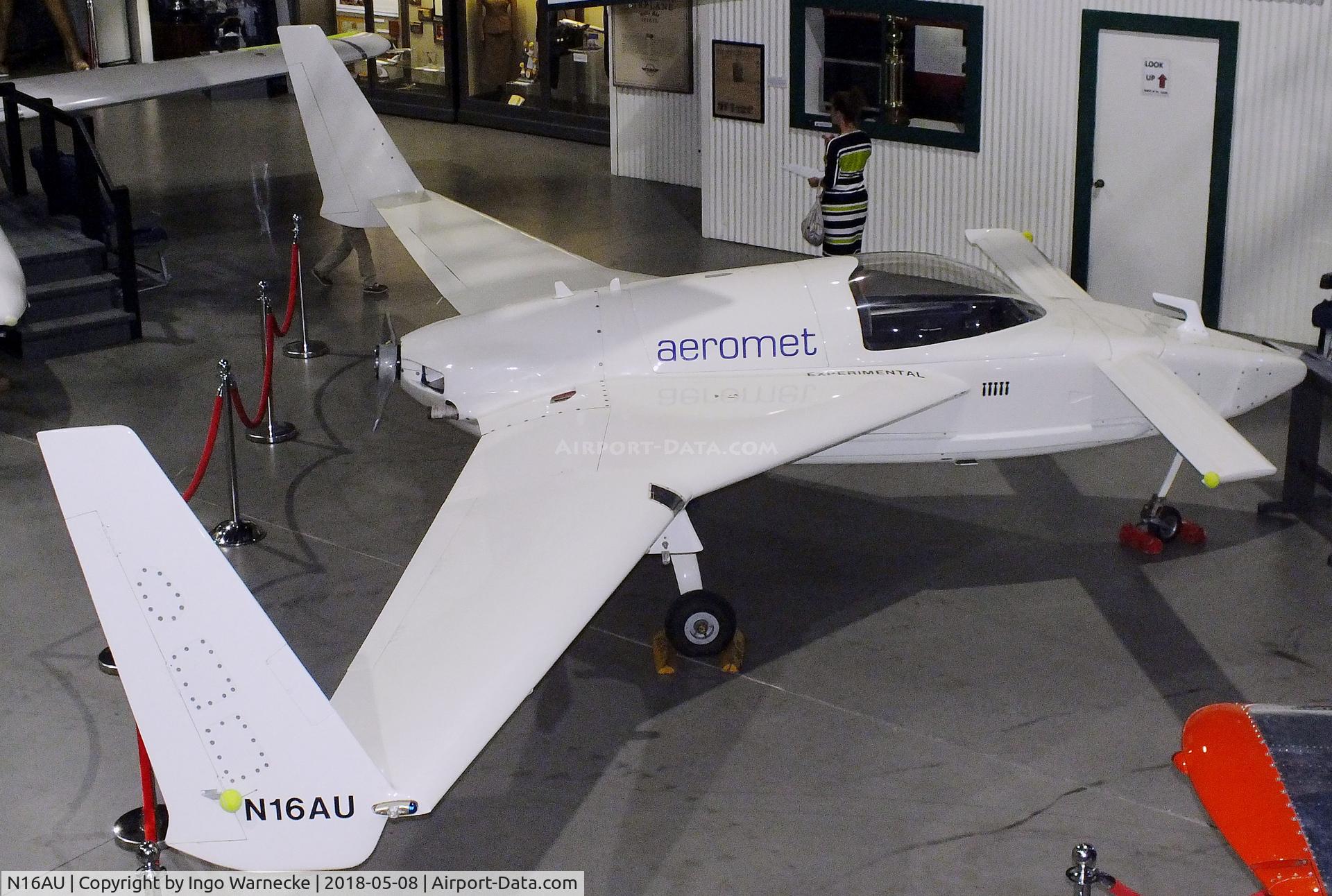N16AU, 1990 Aeromet Inc AURA C/N 002, Aeromet AURA Autonomous Unmanned Reconnaissance Aircraft, converted from a Cozy IV, at the Tulsa Air and Space Museum, Tulsa OK