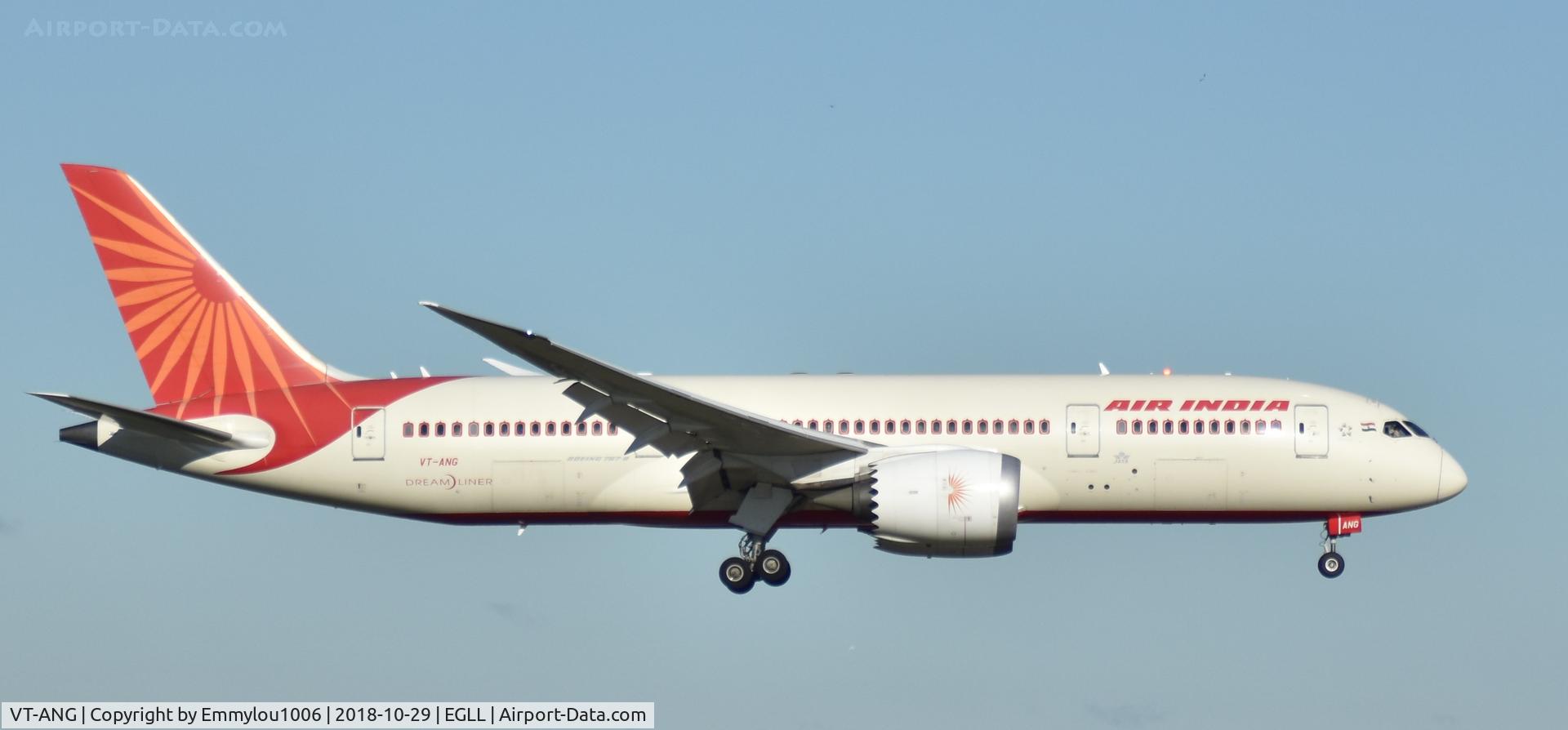 VT-ANG, 2011 Boeing 787-8 Dreamliner C/N 36275, STANDING ON THE END OF LHR RUNWAY