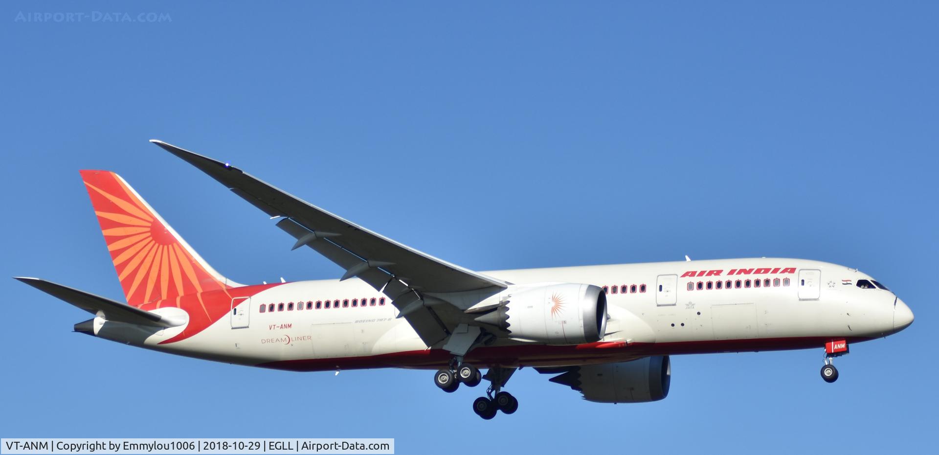 VT-ANM, 2012 Boeing 787-8 Dreamliner C/N 36284, STANDING ON THE END OF LHR RUNWAY