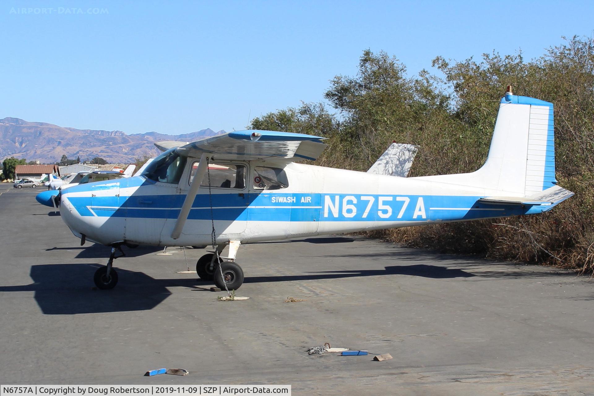 N6757A, 1956 Cessna 172 C/N 28857, 1956 Cessna 172, Continental O-300 145 Hp of SIWASH AIR. first production year of the 172 (not a SKYHAWK). Return visitor.