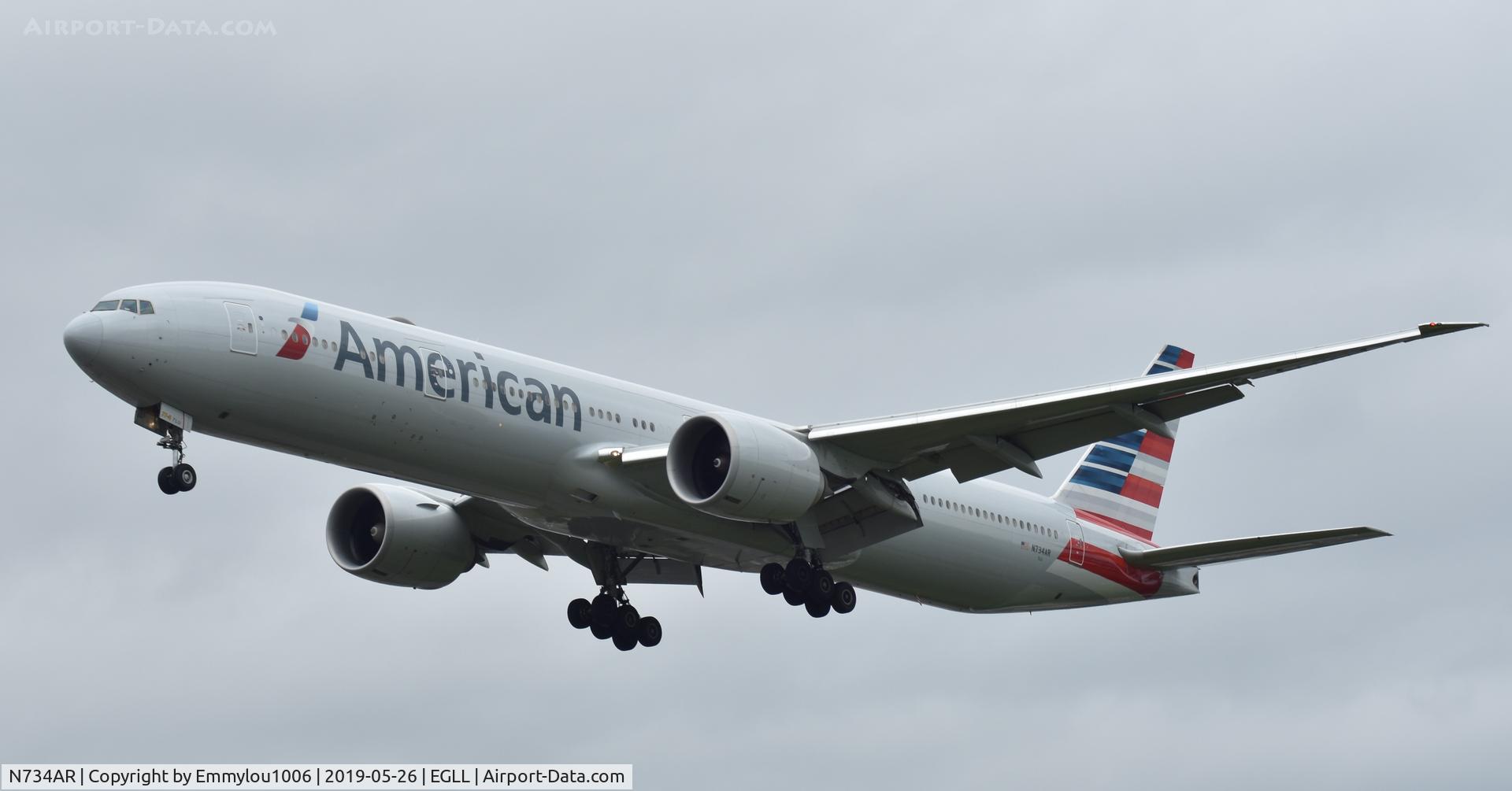 N734AR, 2015 Boeing 777-223 C/N 31480, STANDING ON THE END OF LHR RUNWAY