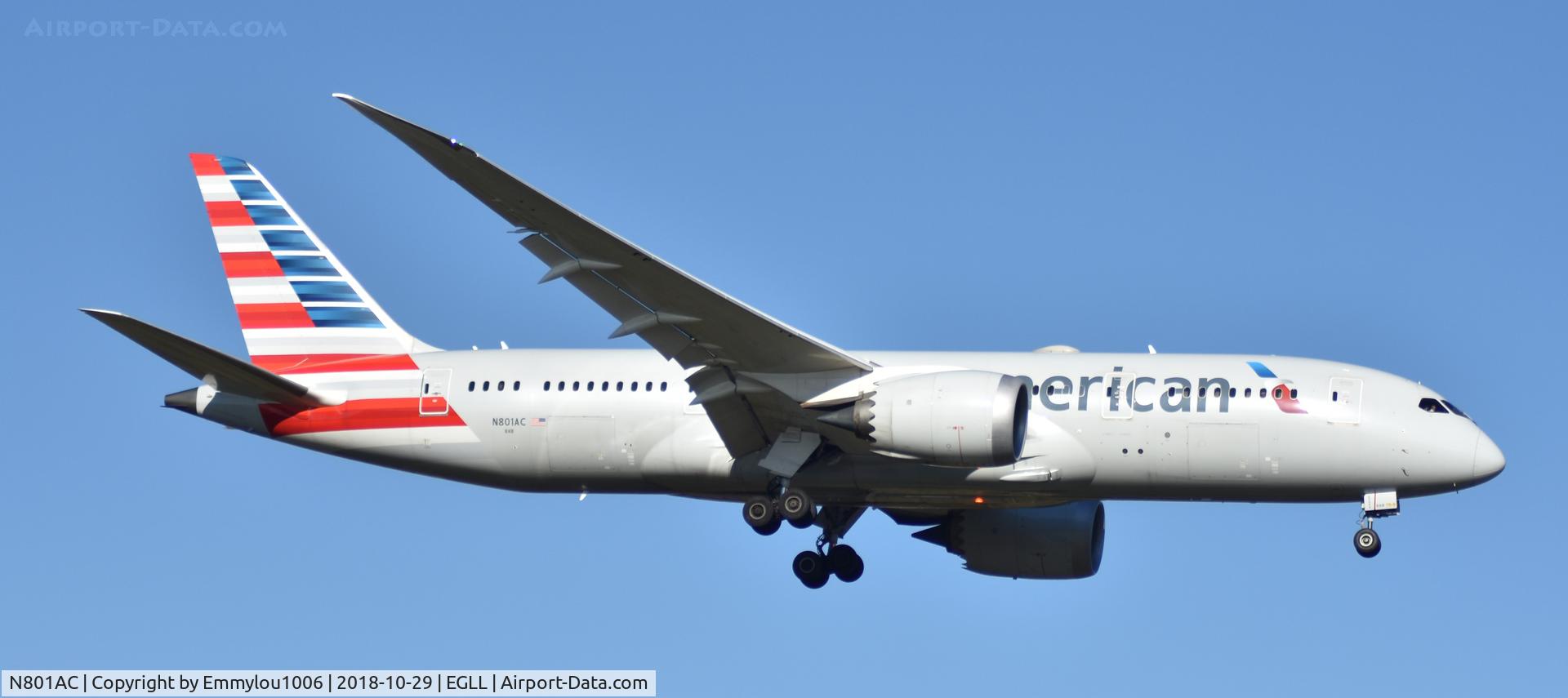 N801AC, 2015 Boeing 787-8 Dreamliner Dreamliner C/N 40619, STANDING ON THE END OF LHR RUNWAY
