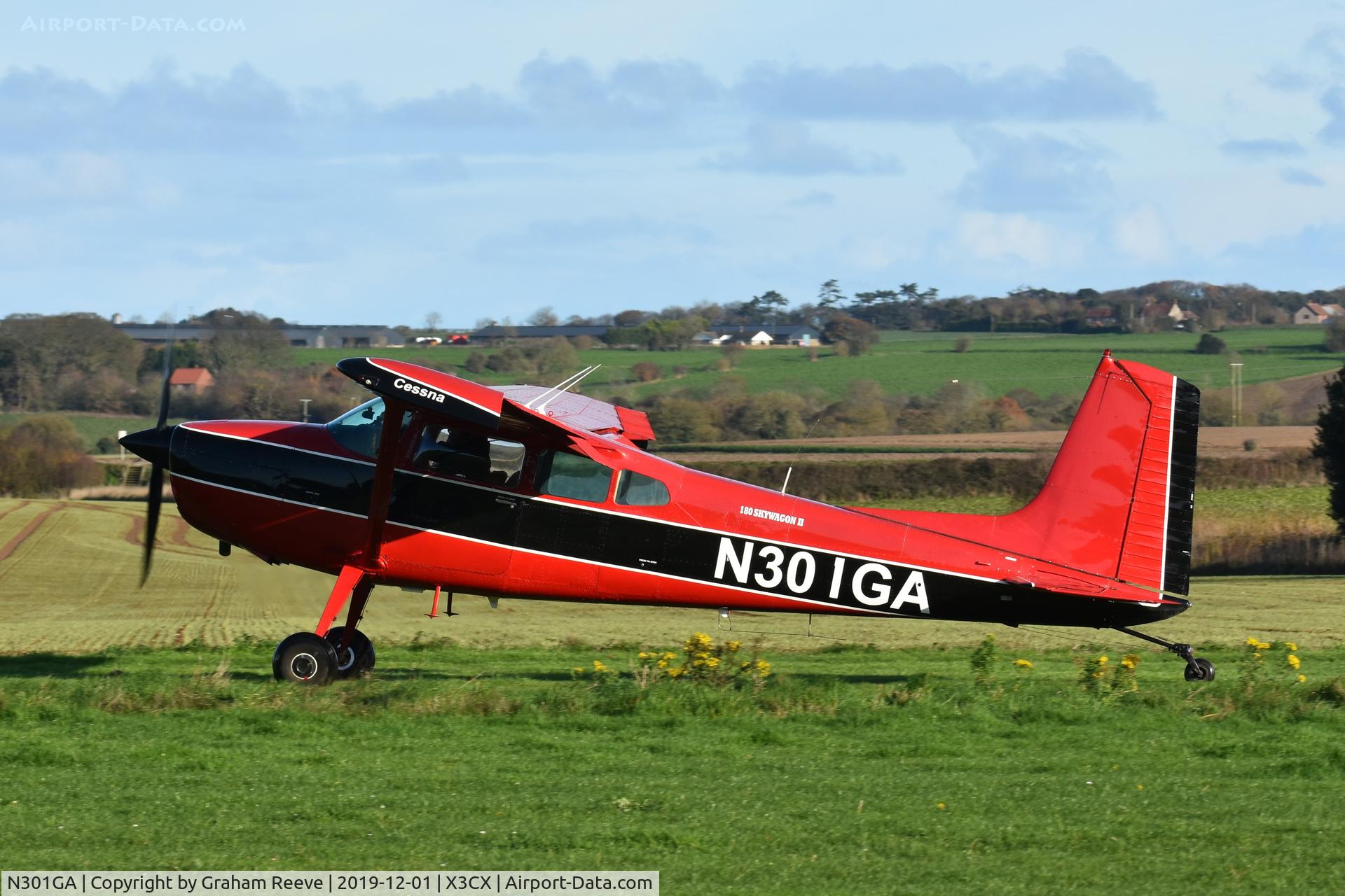 N301GA, 1979 Cessna 180K Skywagon C/N 18052490, Departing from Northrepps.