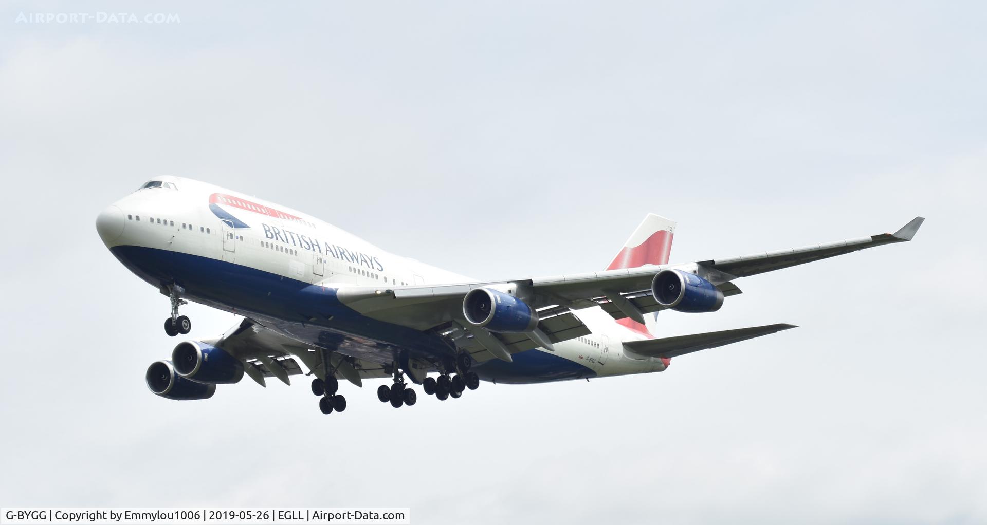 G-BYGG, 1999 Boeing 747-436 C/N 28859, STANDING ON THE END OF LHR RUNWAY