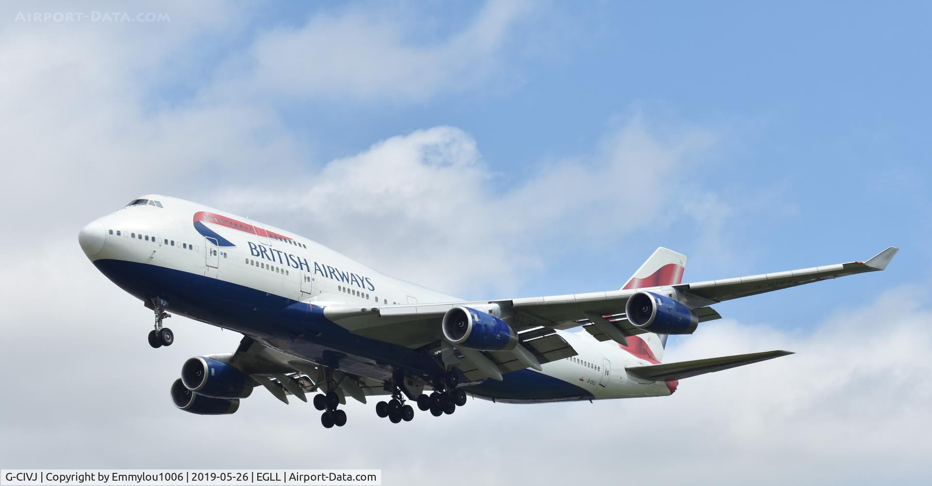 G-CIVJ, 1997 Boeing 747-436 C/N 25817, STANDING ON THE END OF LHR RUNWAY