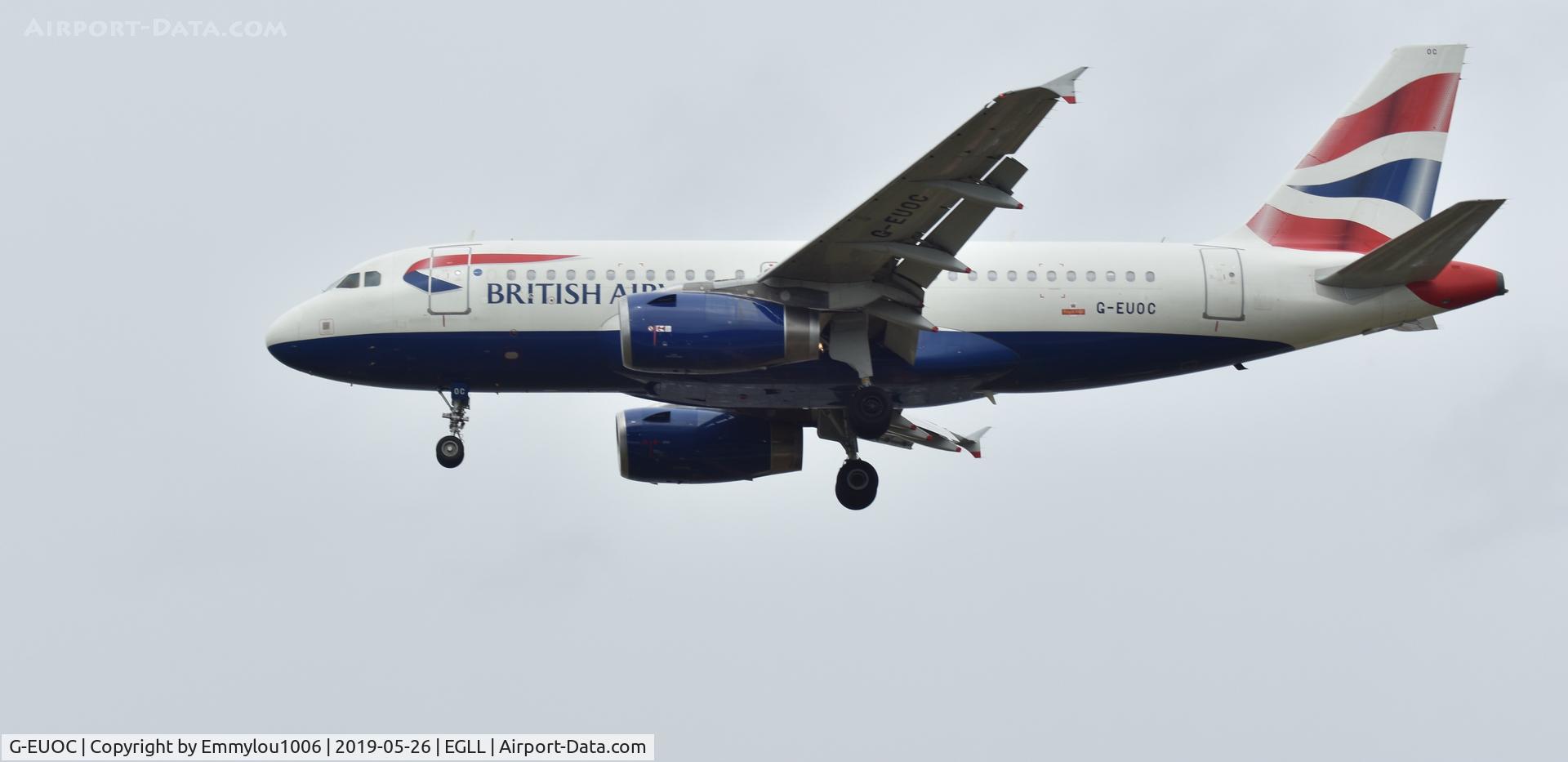 G-EUOC, 2001 Airbus A319-131 C/N 1537, STANDING ON THE END OF LHR RUNWAY