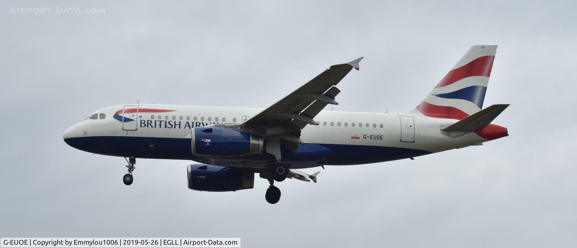 G-EUOE, 2001 Airbus A319-131 C/N 1574, STANDING ON THE END OF LHR RUNWAY