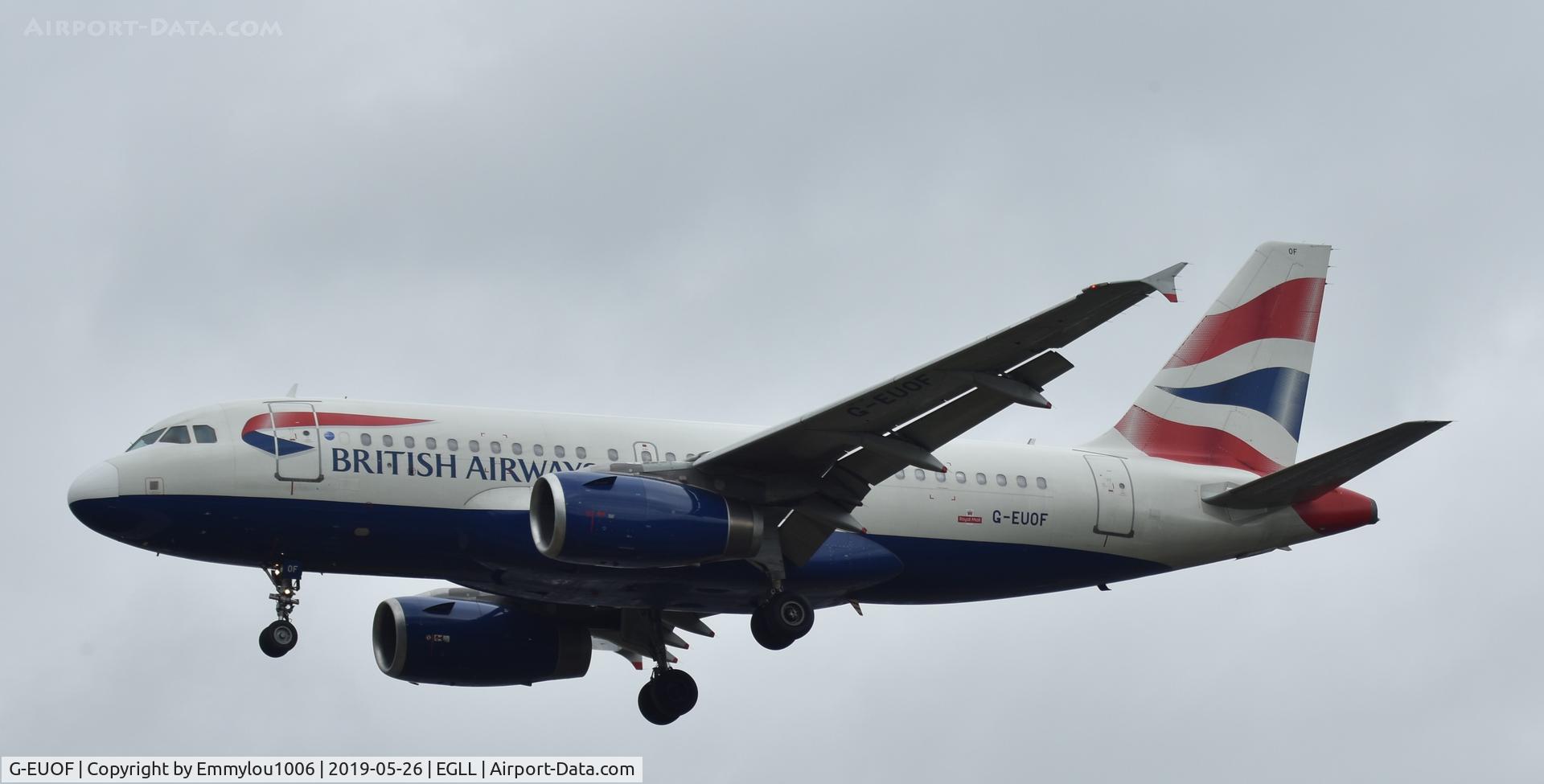 G-EUOF, 2001 Airbus A319-131 C/N 1590, STANDING ON THE END OF LHR RUNWAY