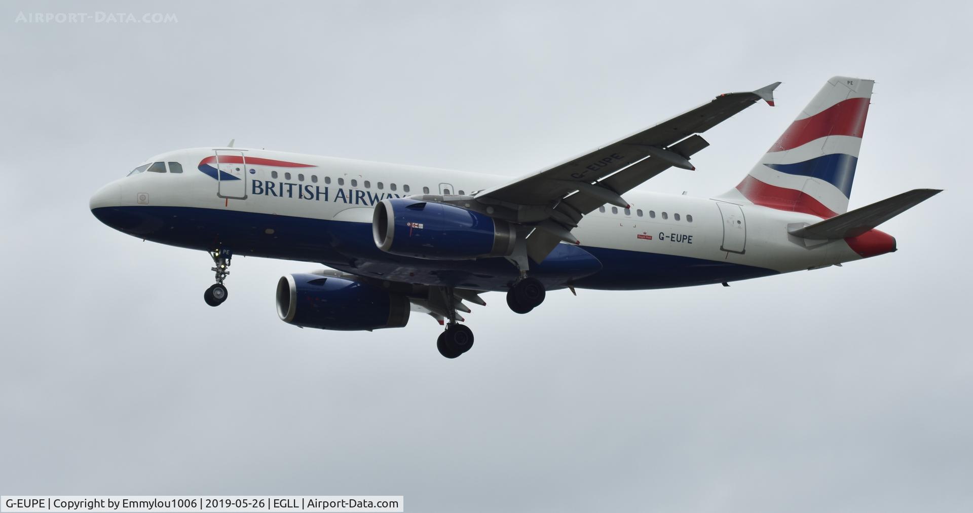 G-EUPE, 2000 Airbus A319-131 C/N 1193, STANDING ON THE END OF LHR RUNWAY