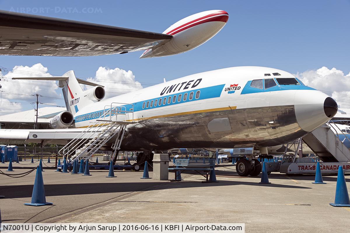 N7001U, 1963 Boeing 727-22 C/N 18293, On display at the Museum of Flight Airpark next to CF-TGE.  This was the prototype Boeing 727 that was delivered to United Air Lines; Boeing did not retain it as a flight test aircraft.  It remained with the airline for its entire 27-year career.