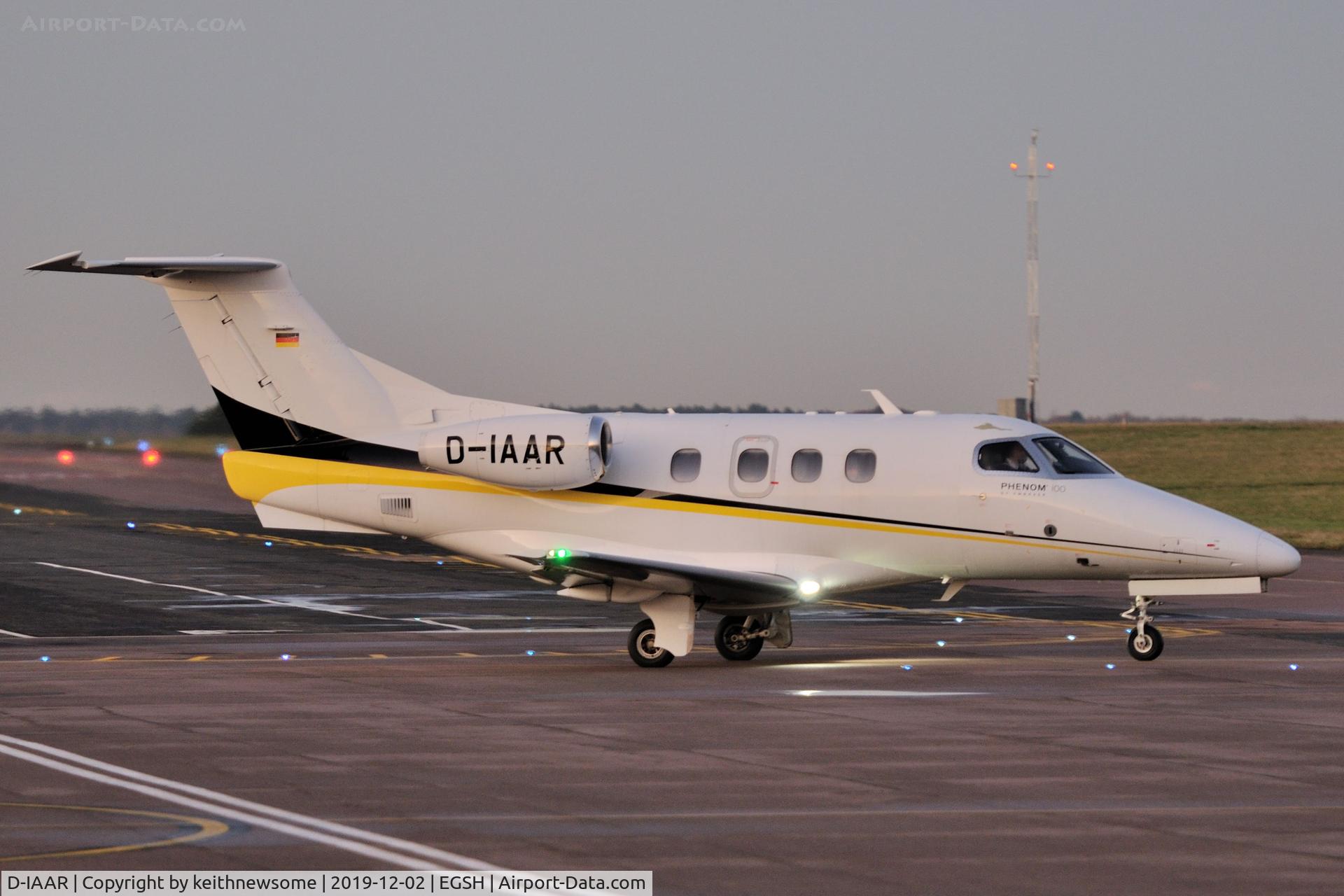D-IAAR, 2010 Embraer EMB-500 Phenom 100 C/N 50000127, Leaving Norwich for Luton.
