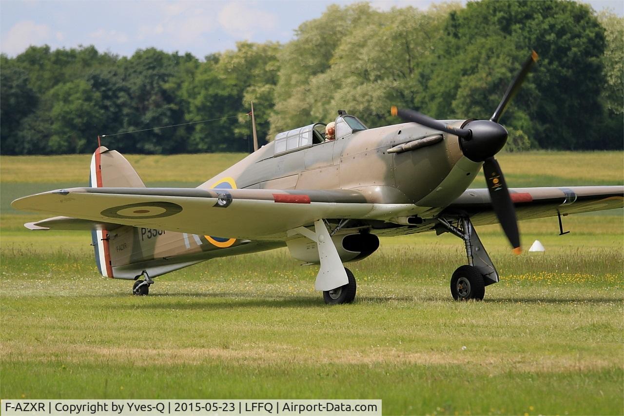 F-AZXR, Hawker Hurricane IIA C/N Not found ZK-TPK, Hawker Hurricane Mk.IIa, Taxiing, La Ferté-Alais airfield (LFFQ) Airshow 2015