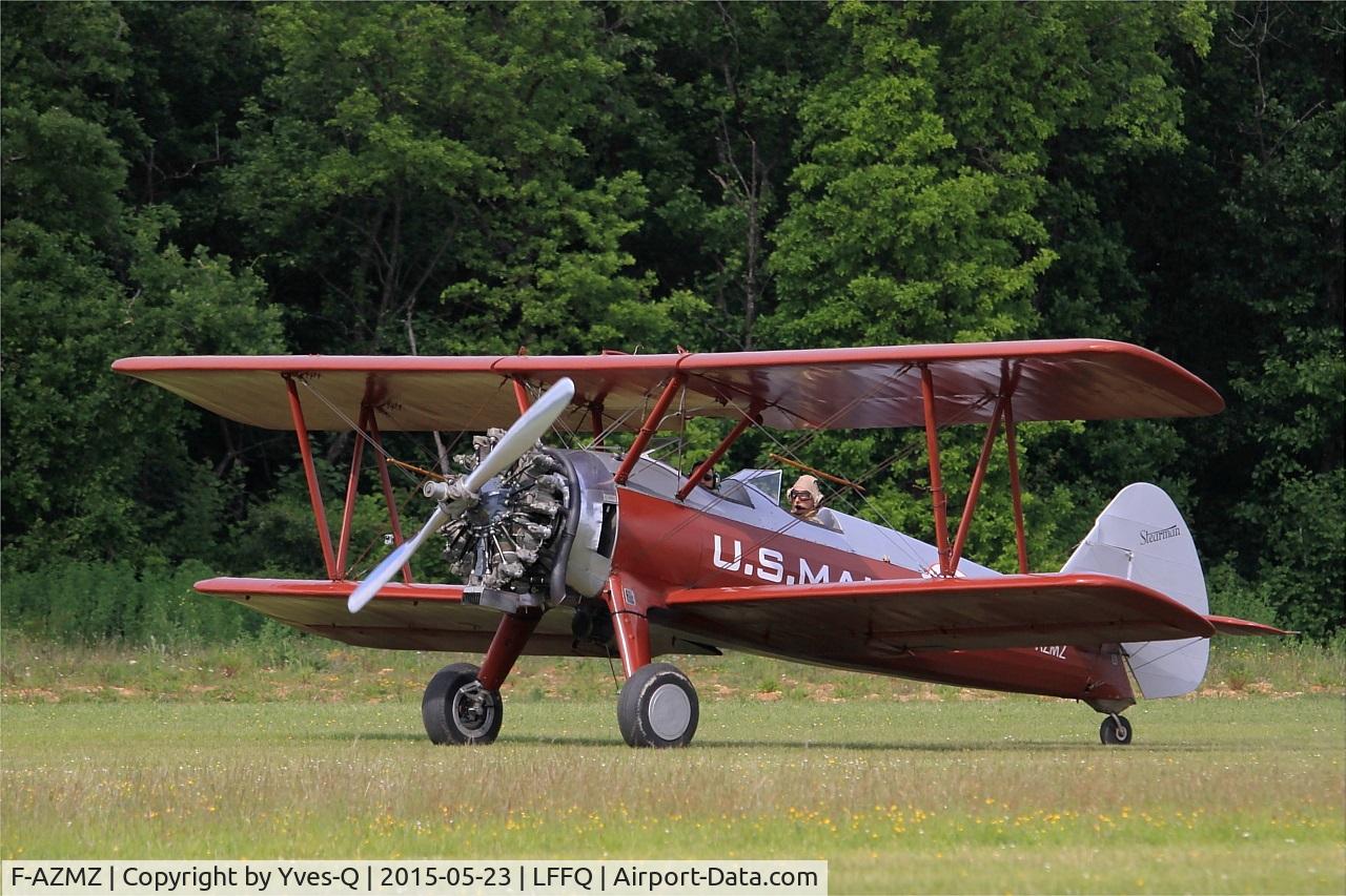 F-AZMZ, Boeing E75 C/N 75.SA.98, Boing Stearman E-75, Taxiing, La Ferté-Alais Airfield (LFFQ) Air show 2015