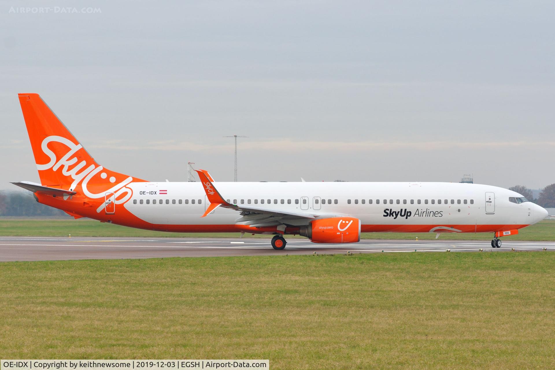 OE-IDX, Boeing 737-900/ER C/N 35225, Leaving Norwich for small air test prior to returning to Lasham.