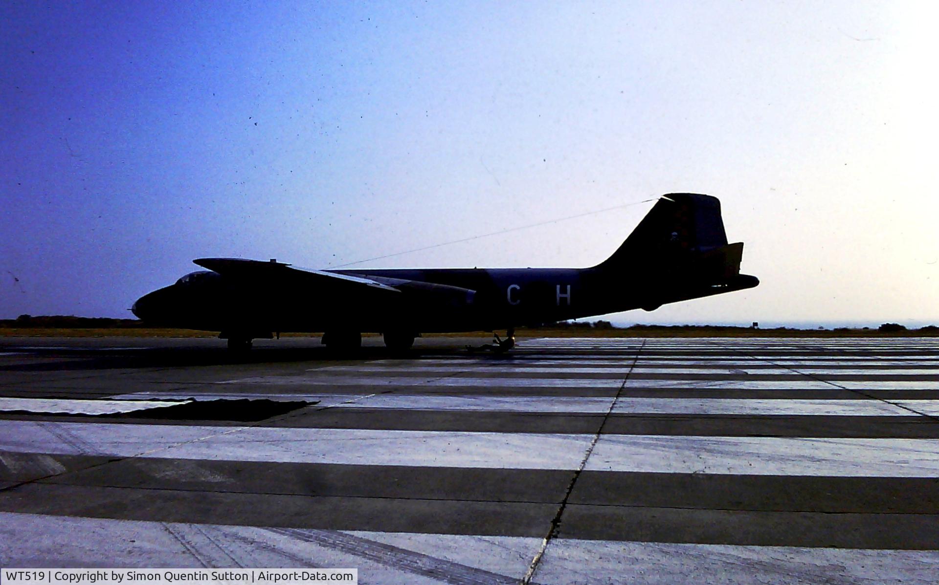 WT519, English Electric Canberra PR.7 C/N EEP71410, Simon Sutton attaching a banner to Charlie Hotel during a detachment to Akrotiri early 80's.