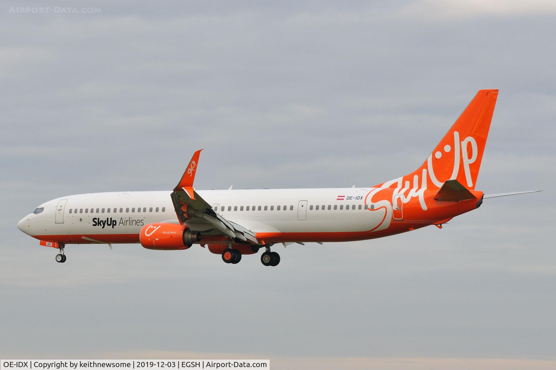 OE-IDX, Boeing 737-900/ER C/N 35225, Arriving at Norwich following short air test.