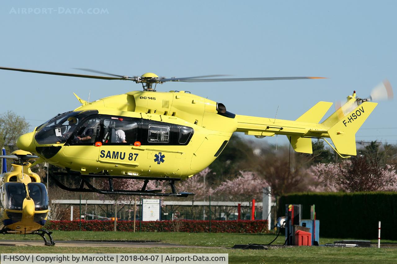 F-HSOV, Eurocopter EC-145 (BK-117C-2) C/N 9189, Taking off from Trousseau hospital 
